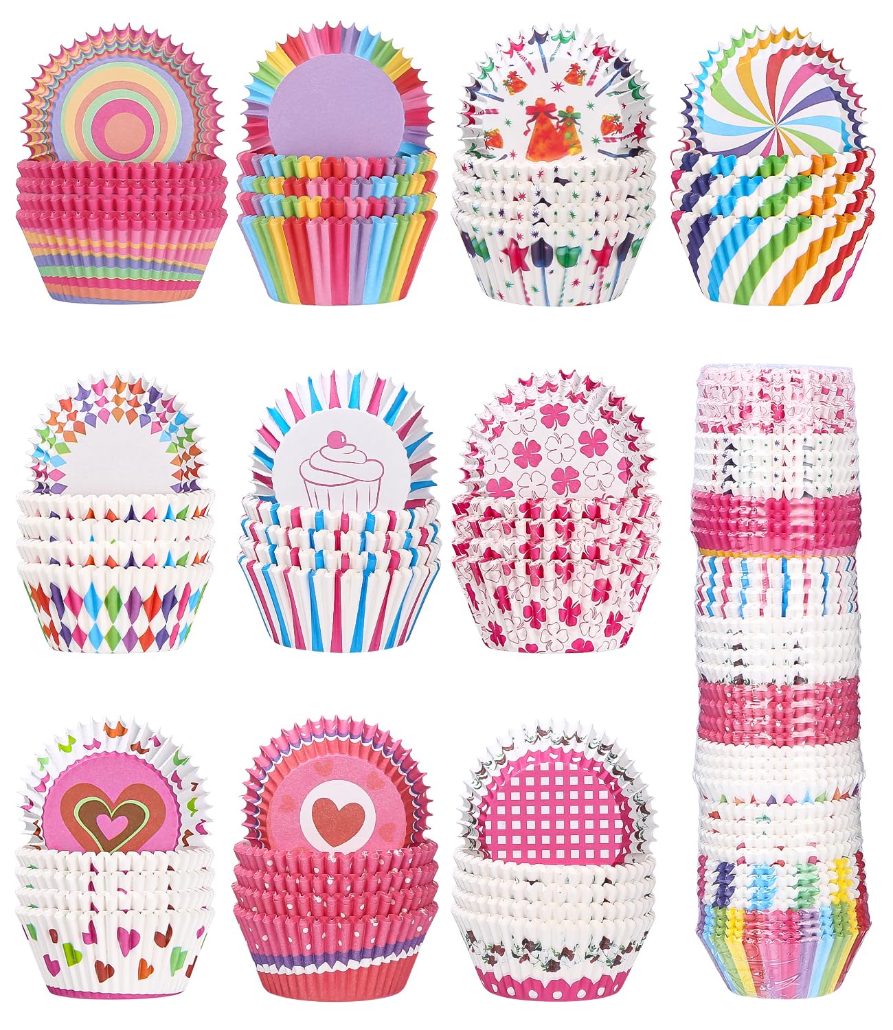 50 Caissettes Cupcake Bigqin Arc-en-Ciel - Antiadhésif 6,8x5cm | Pour Four Et Air Fryer