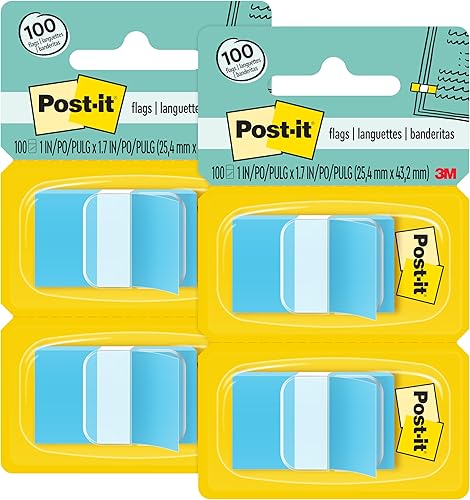 Post-it Banderas, 50dispensador, 2 dispensadorespaquete, 1 pulgada de ancho, azul brillante (680-BE2) (paquete de 2)