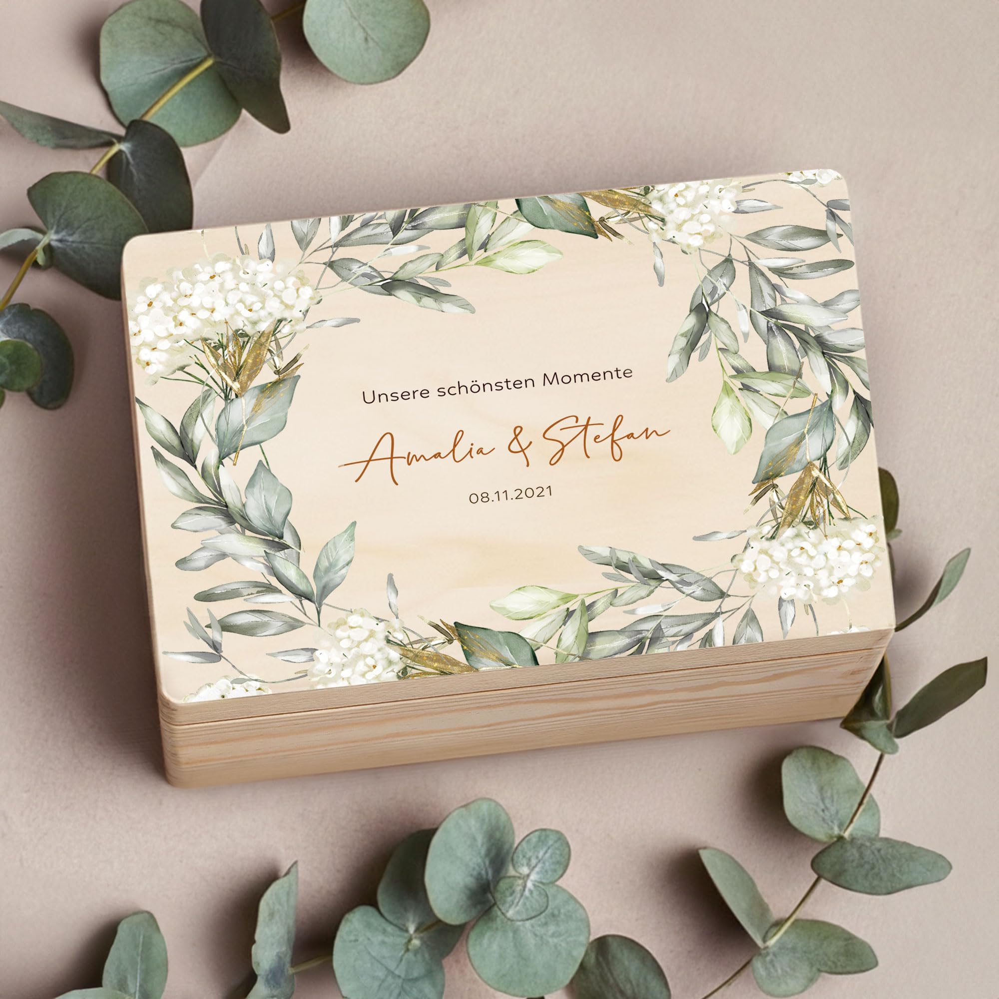 Little Deco Personalisierte Erinnerungskiste, Holzkiste mit Deckel, Schatzkiste Hochzeit, Erinnerungsbox, Hochzeitsgeschenk für Brautpaar, Geschenk Valentinstag, Liebesgeschenk XHL1194-04