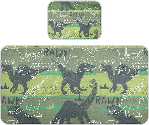 Miniatura 1 de MCHIVER Rawr - Almohadilla de cama de dinosaurio con funda de almohada de seda de hielo, transpirable, colchoneta transpirable para cuna para niños