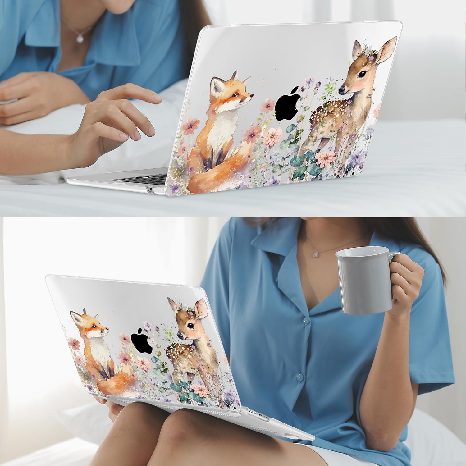 Mektron for 2025 M4 MacBook Air 13.6 Inch A3240 Case Fits 2023 A2681 M2 2024 A3113 M3 Chip with Liquid Retina Display Touch ID, Printed Plastic Hard Shell Cover for MacBook Air 13.6", Fox and Deer - Image 6