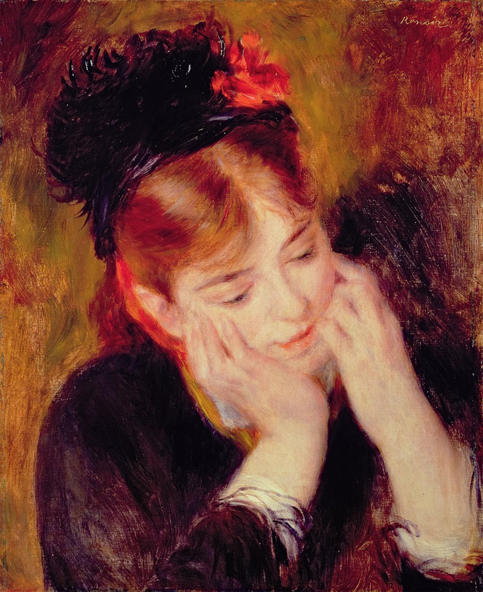 SERENDIPITP Retro Picture Poster Wall Art Pictures Painting Reflection by Pierre Auguste Renoir Wall Art Canvas Print for Wall Decor 60x90cm