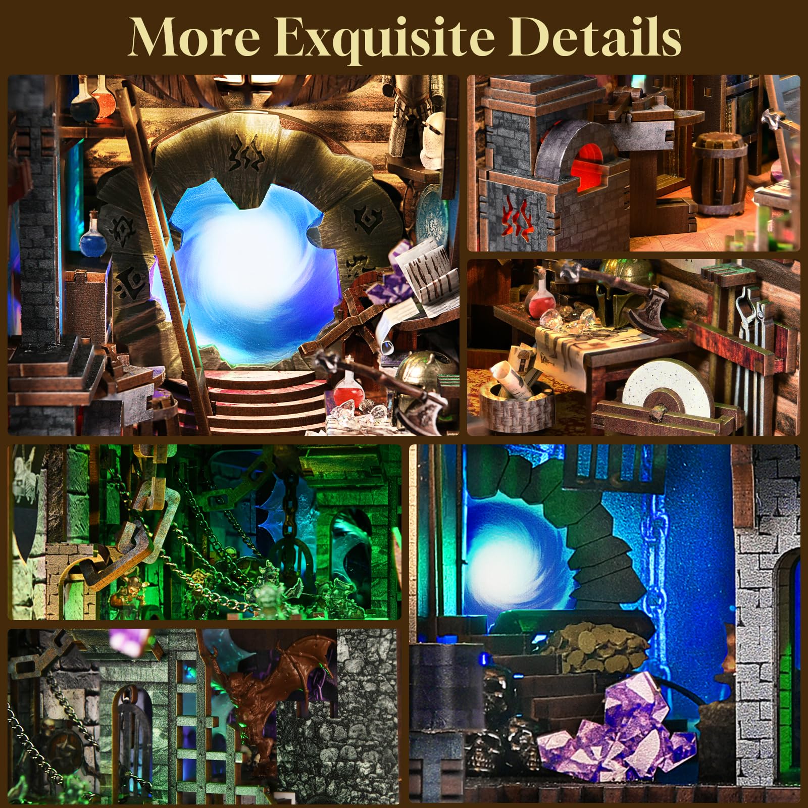 MiniCity Book Nook Kit, kit fai da te in miniatura per casa delle bambole in legno 3D, supporto per libri e libri, decorazione per ragazzi e adulti (Blade and Magic)