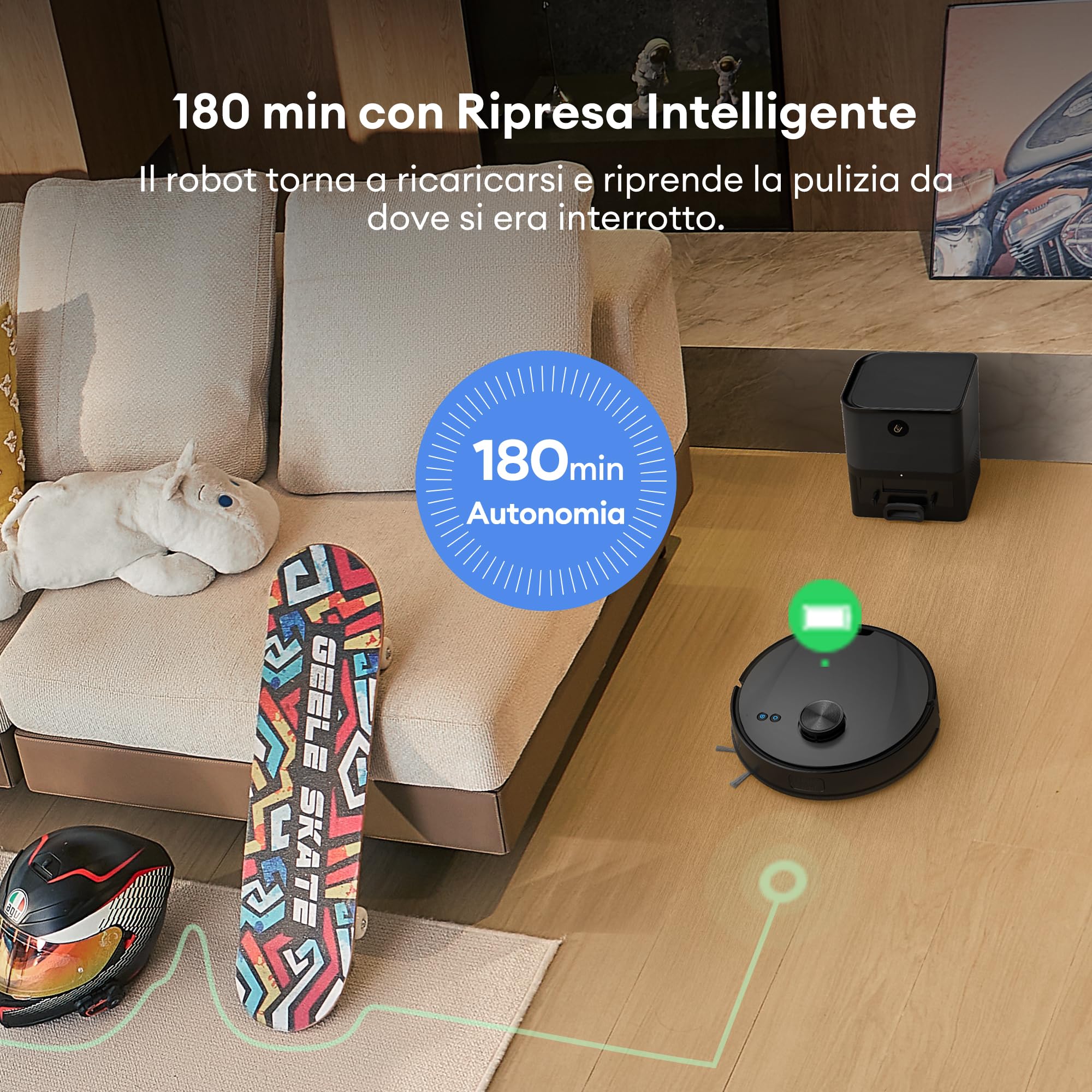 Ultenic T10 Lite Robot Aspirapolvere Lavapavimenti con Mappatura, 180 min Autonomia, 5000 Pa Robot Aspirapolvere con Stazione, Navigazione LiDAR, APP/Siri/Alexa/Google/IFTT Controllo