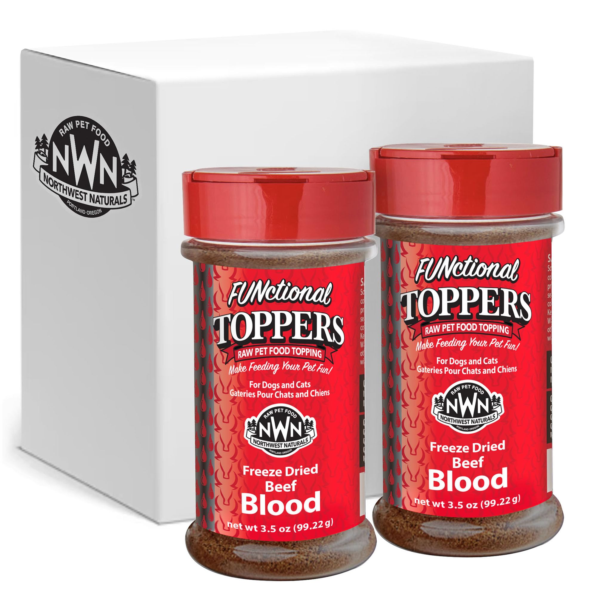 Northwest Naturals Freeze-Dried Beef Blood Functional Topper - for Dogs & Cats - Healthy, 1 Ingredient, Human Grade Ingredients, All Natural, Proudly Made in USA, 3.5 Oz (Pack of 2)