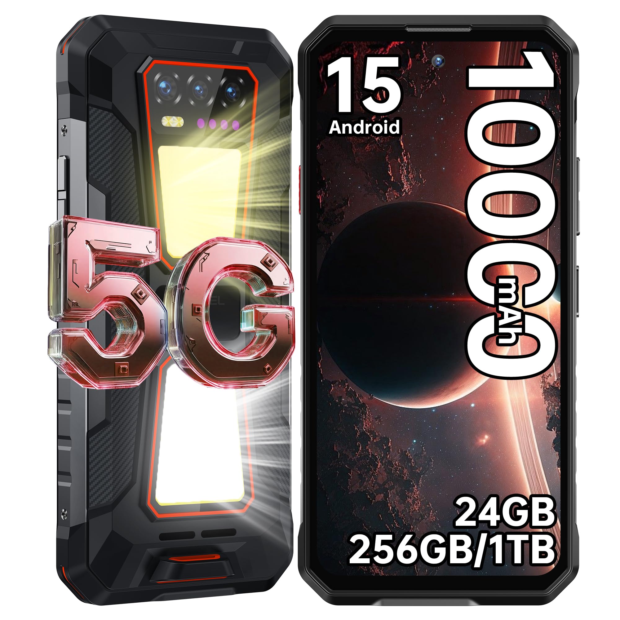 OUKITEL WP58 Pro SIMフリー スマホ 5G デュアルライト搭載 10000mAh 256GB タフネススマホ 防水防塵耐衝撃