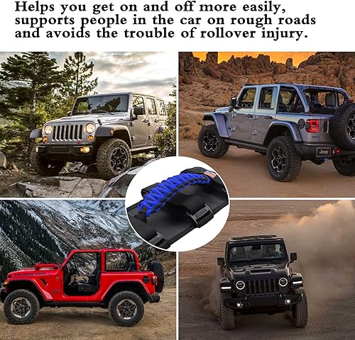 Vista 55 de 4 asas de agarre de barra antivuelco compatibles con Jeep Wrangler JLU JK JKU TJ YJ LJ JT JL y Gladiator JT 1987-2021 UTV y ATV, se adapta a barras