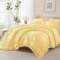 Vista 28 de Andency - Juego de edredón gris pardo tamaño King 104 x 90 pulgadas, 3 piezas, 1 edredón con volantes/2 fundas de almohada, microfibra suave ligera