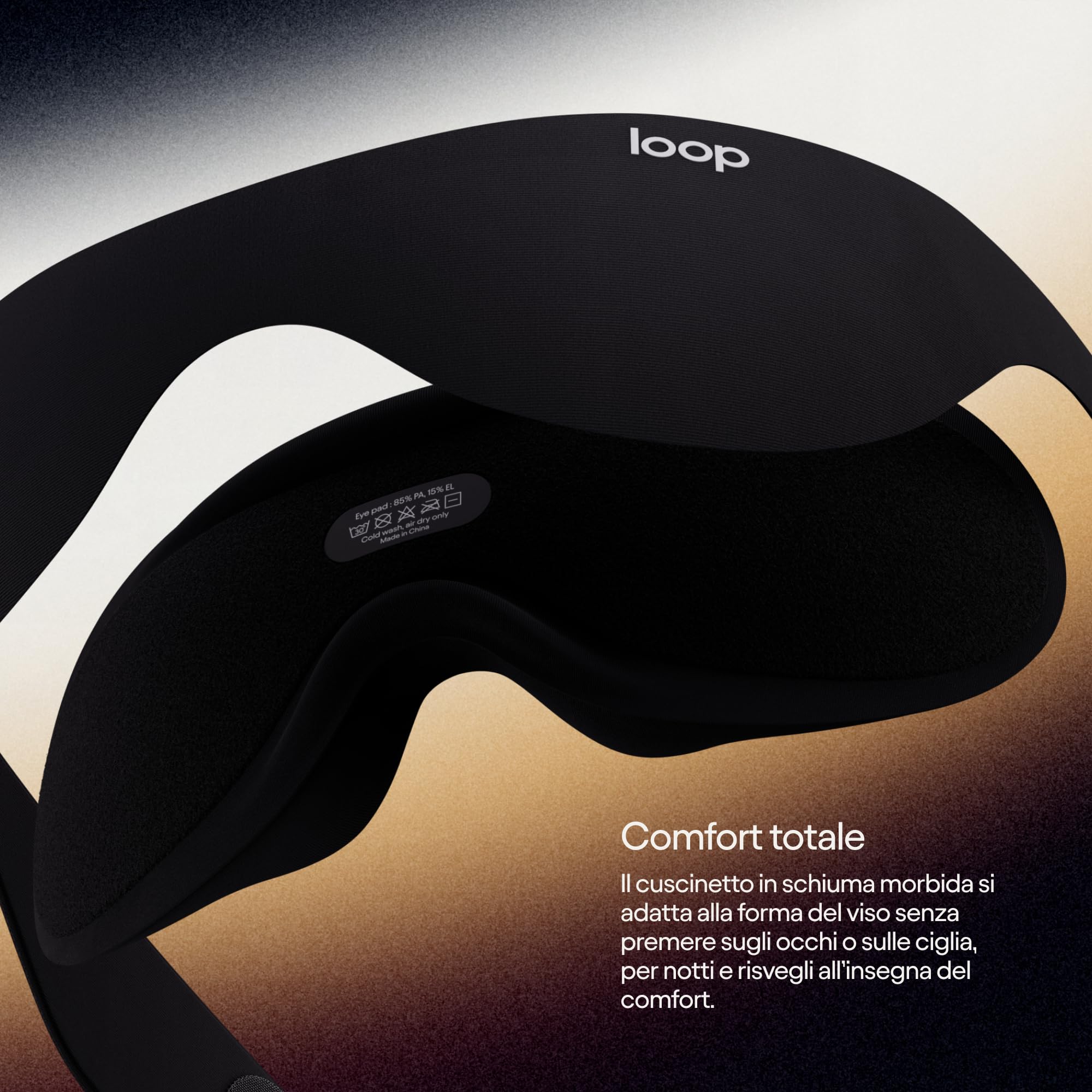 Loop Eclipse Maschera Premium – Oscurante per Dormire e Viaggiare | Per pisolini e per chi dorme sul fianco. Oscurità più profonda per un riposo migliore. Aderente al viso, spazio ciglia