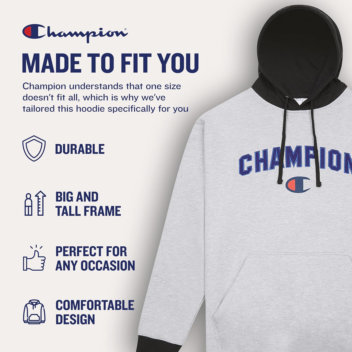 Champion Hoodies for Men – Big and Tall Men’s Fleece Hoodie, Graphic Pullover - Image 5