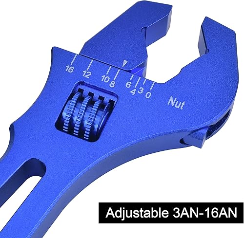 Miniatura 6 de EVIL ENERGY 8AN PTFE E85 Manguera de combustible trenzada de nailon de 20 pies, paquete negro con llave ajustable 3AN-16AN de aluminio azul