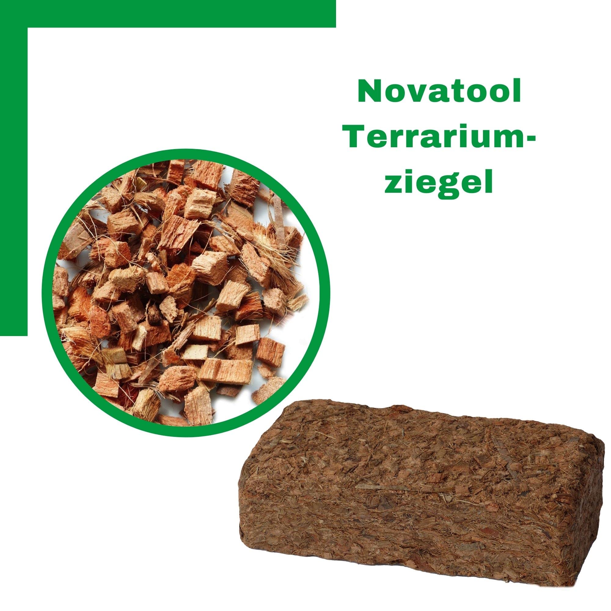 6X Novatool Terrarium Ziegel | 650g 20x5,5x10 | Substrat Kokos Einstreu | 30 Liter | Aquaristik | Kaninchen Mehrschweinchen Hamster Streu Cocos Humus Schildkröten-Erde Beet-Erde für Reptilien Humus