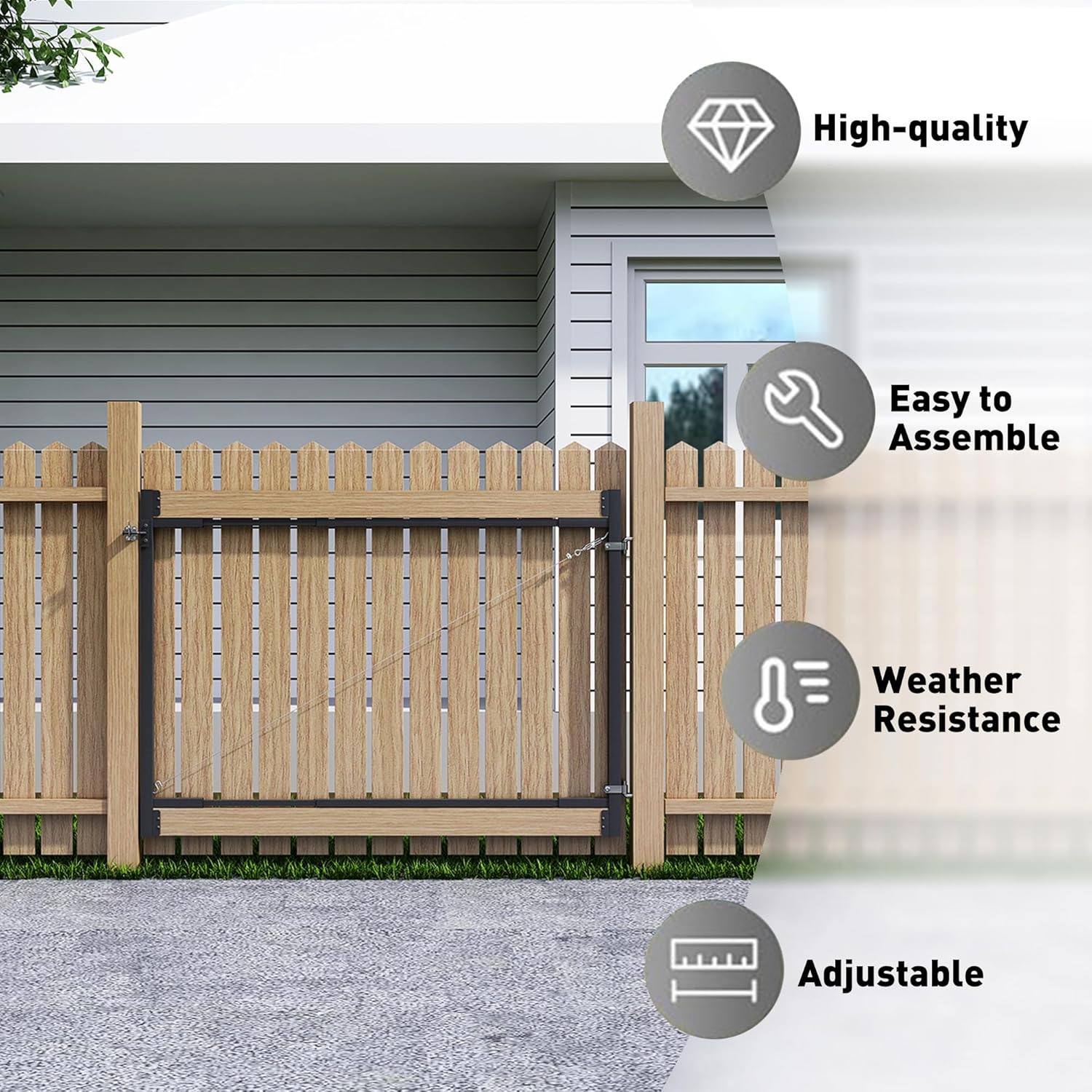 JUGREAT Heavy Duty Fence Gate Kit,36"-72" Adjustable Anti Sag Gate Kit，Wood Gate Building Kit for Width x 4'-5' Height Fences, Wood Frame gate Hardware Kit, Black Finish