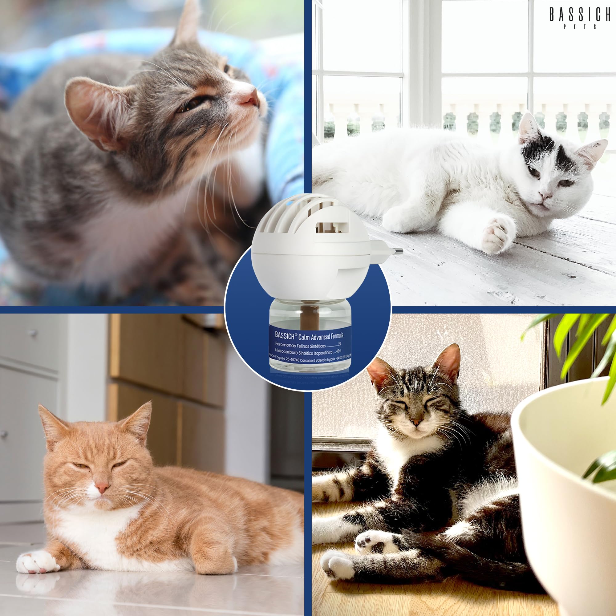 Calm Feromonas para Gatos con Difusor Enchufable – Calmante para Gatos Que Ayuda a Reducir Estrés, Ansiedad y Marcaje en el Hogar – Ambiente Relajado para Gatos Nerviosos