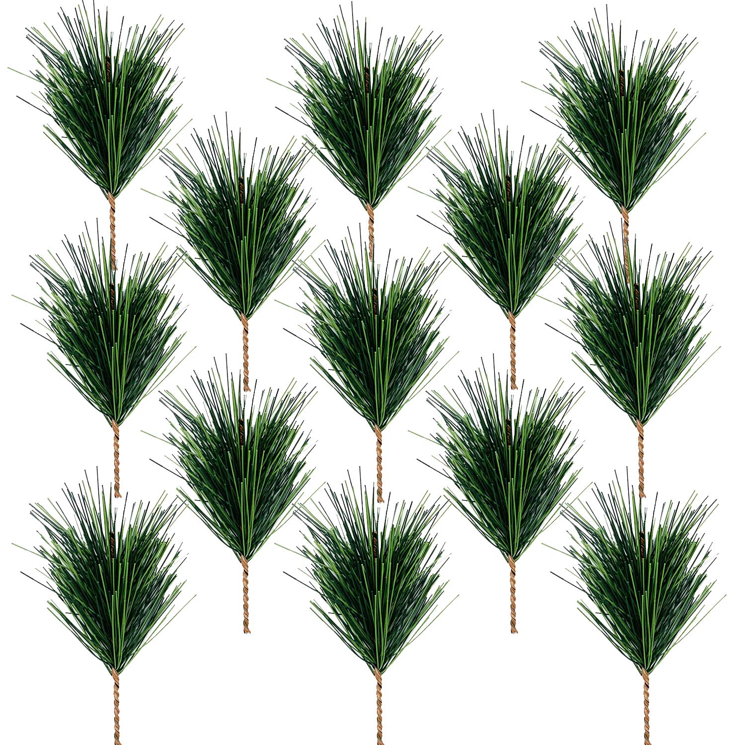 Alpurple 30Pcs 30 Pcs Artificial Green Pine Needles Branches - Small Twigs Stems Picks - Fake Greenery For Christmas Garland Wreath Embellishing And Home Holiday Garden Decoration