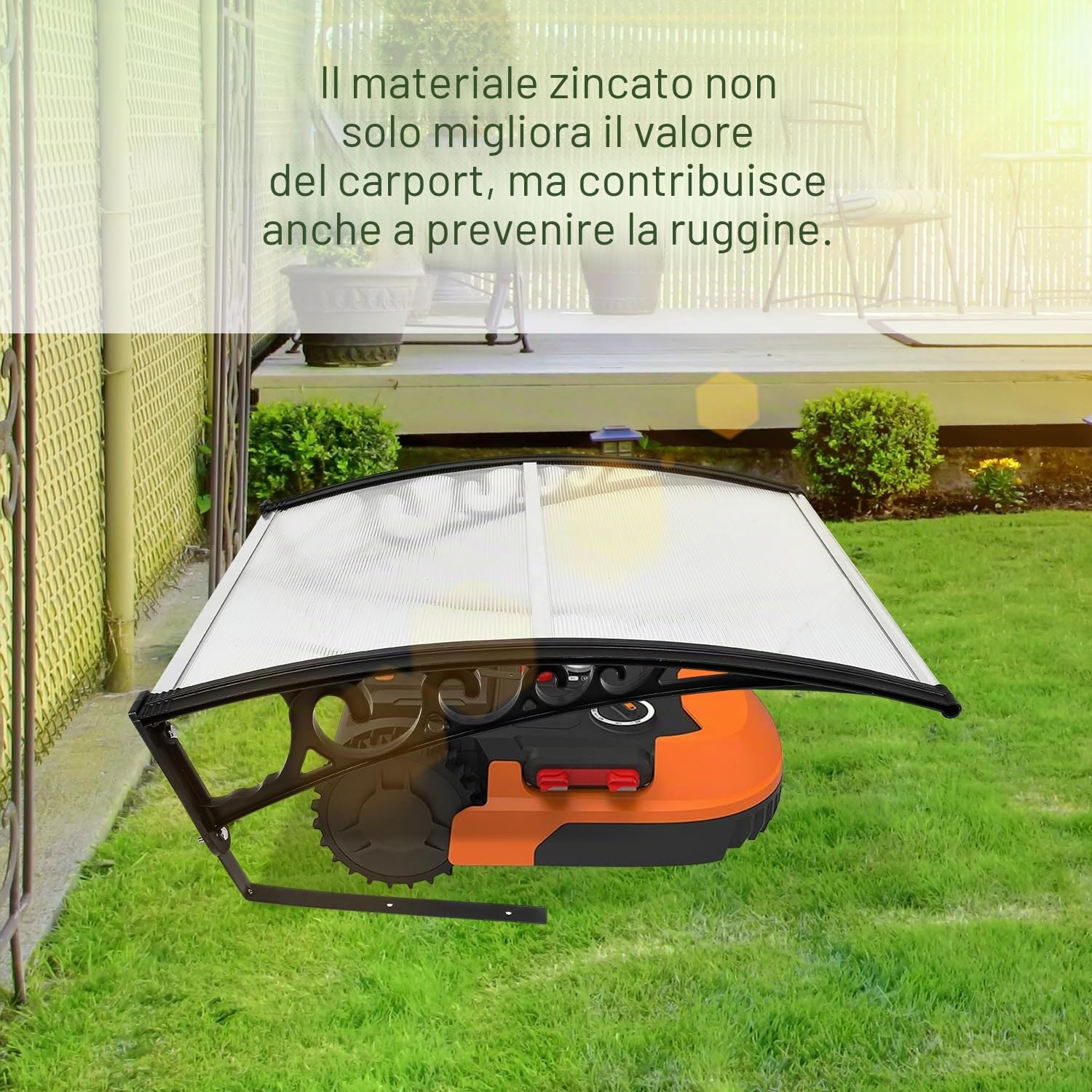 Fiqops Robot tosaerba, garage per robot tosaerba, in plastica PP, resistente ai raggi UV, per robot tosaerba, protezione dalle intemperie, 106 x 87 x 50 cm, bianco