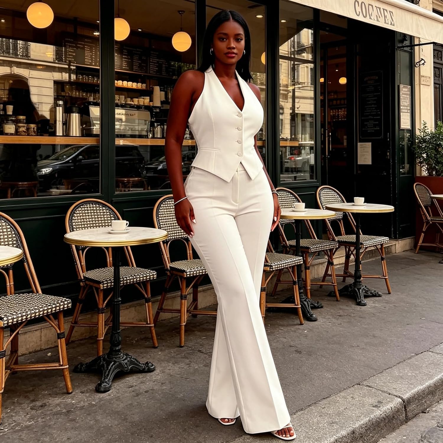 Pant Suits for Women Sleeveless Vest Pants Set 2 Piece Summer Blazer Vest Pantsuits Lightweight Office Outfits