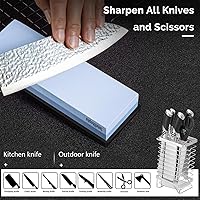 Vista 6 de Intelitopia Complete Knife Sharpening Stone Set – Dual Grit Whetstone 400/1000 3000/8000 Knife Sharpener with Leather Strop, Flattening Stone