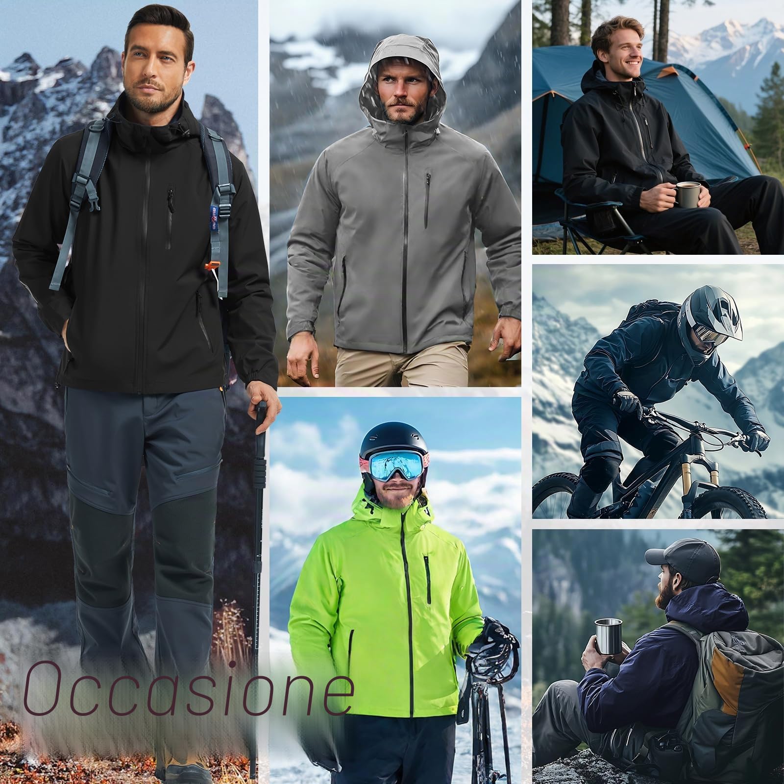 Giaccone Sportivo Uomo Impermeabile Leggero e Antivento Felpa con Cappuccio per Outdoor