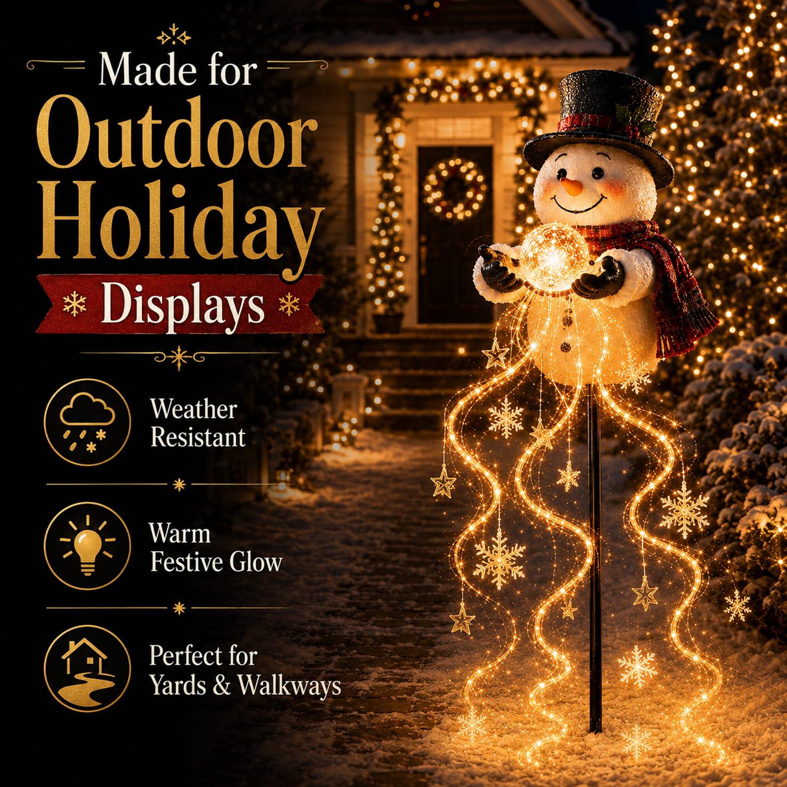 Snowman Magic Fountain - Flowing Snowflake LED Christmas Garden Light (#1)