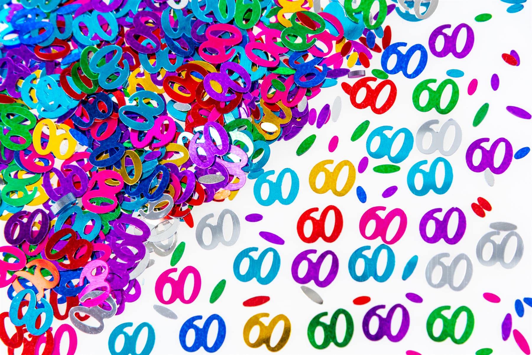 28g Multicolour 60th Birthday Confetti Foil Metallic Glitz Table Scatter Sprinkles Age Bday Party Decorations
