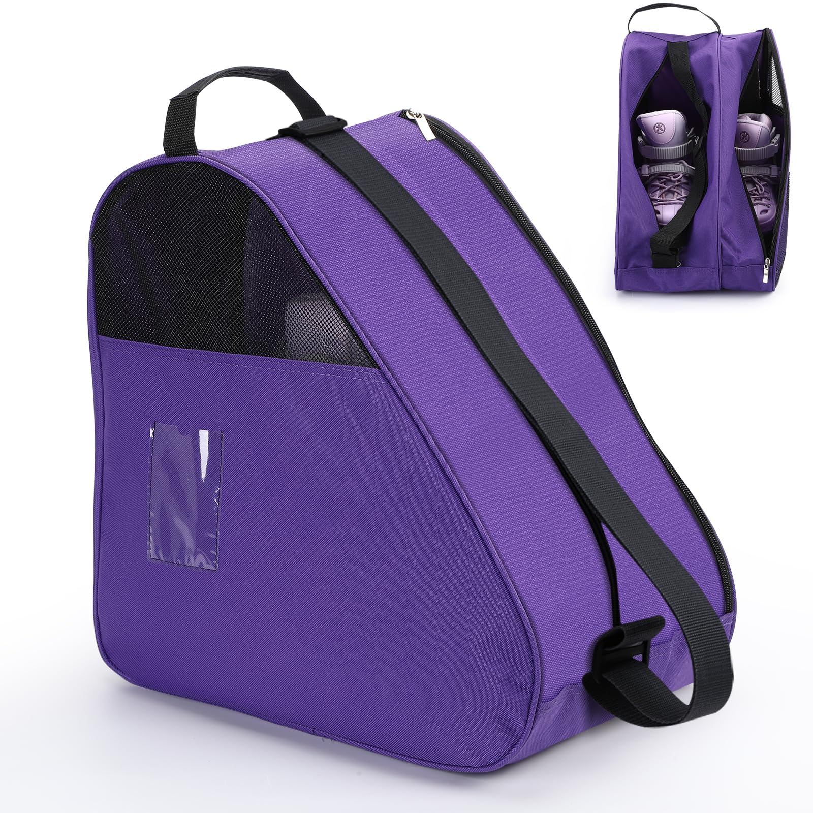 Roller Skate Bag, Breathable Ice/Inline/Roller Skate Carry Bag, Shoulder and Top Handle Oxford Tote Rollers Skating Bags, Thickened Roller Storage Bags for Women Men Adults and Kids(Pink)