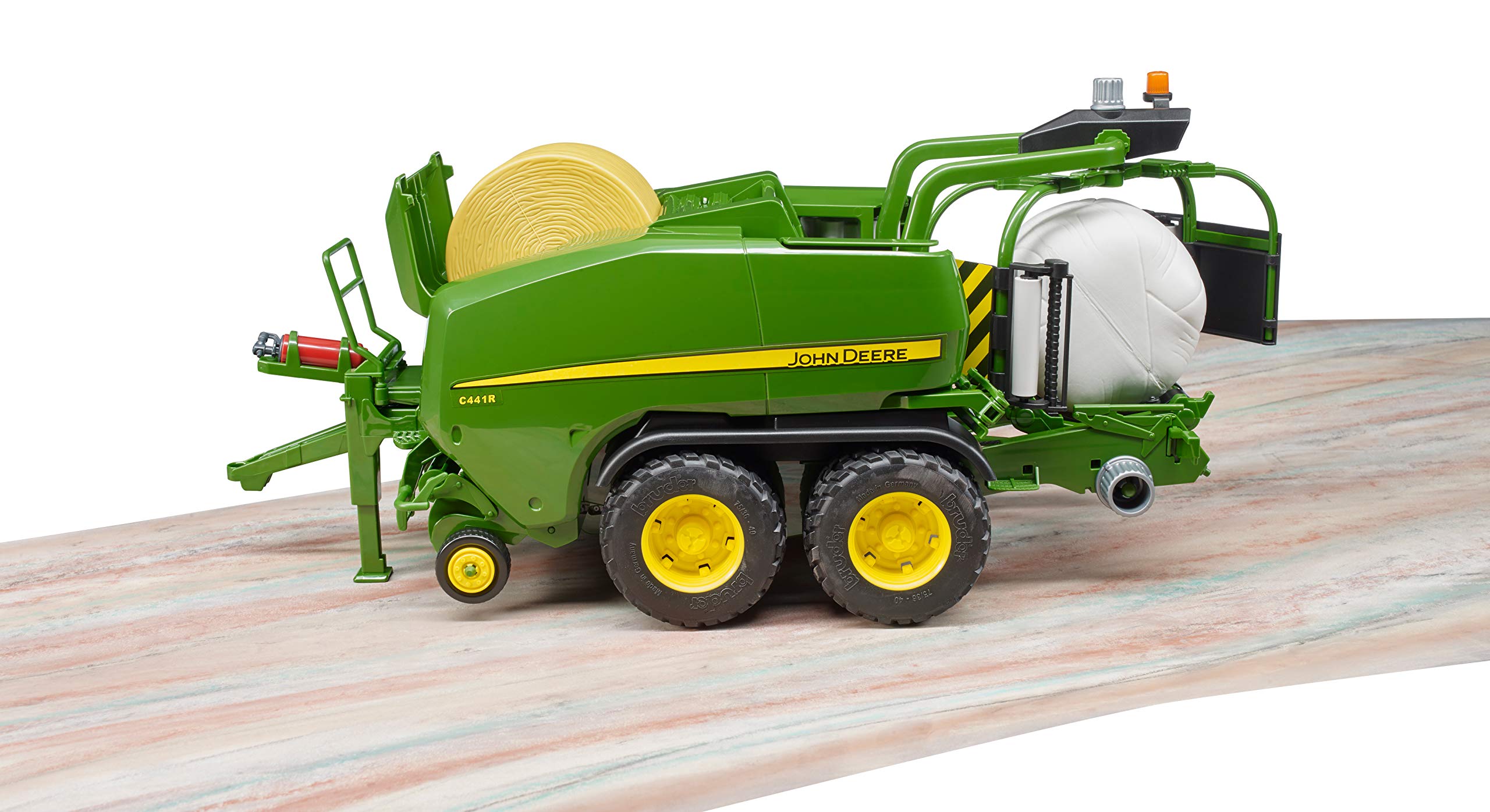bruder 02032 - Combinación empacadora-encintadora de pacas redondas John Deere C441R - 1:16 Granja, agricultura, tractor, remolque, cosechadora, empacadora-encintadora, accesorios para cosechadoras