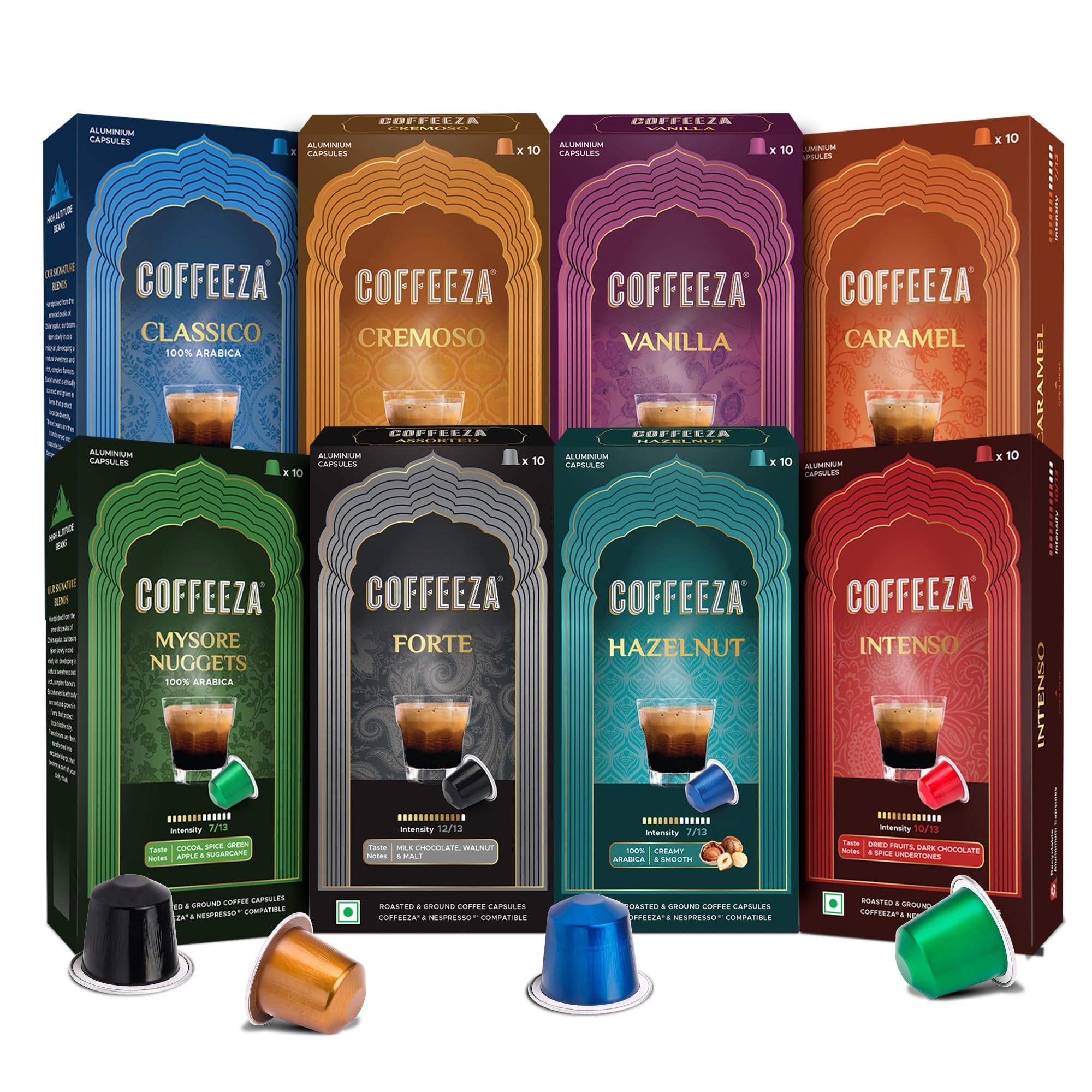 – COFFEEZA Value Pack Of 80 Coffee Capsules - Aluminium Coffee Pods | Box Of 8 (80 Capsules)