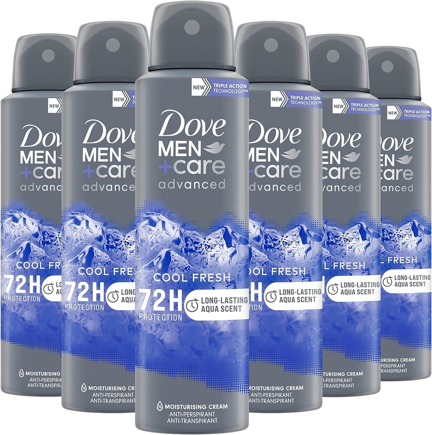 Dove Men+Care Advanced Cool Fresh Anti-Transpirant Deodorant Spray, biedt tot 72 uur bescherming tegen zweet – 6 x 150 ml – Voordeelverpakking