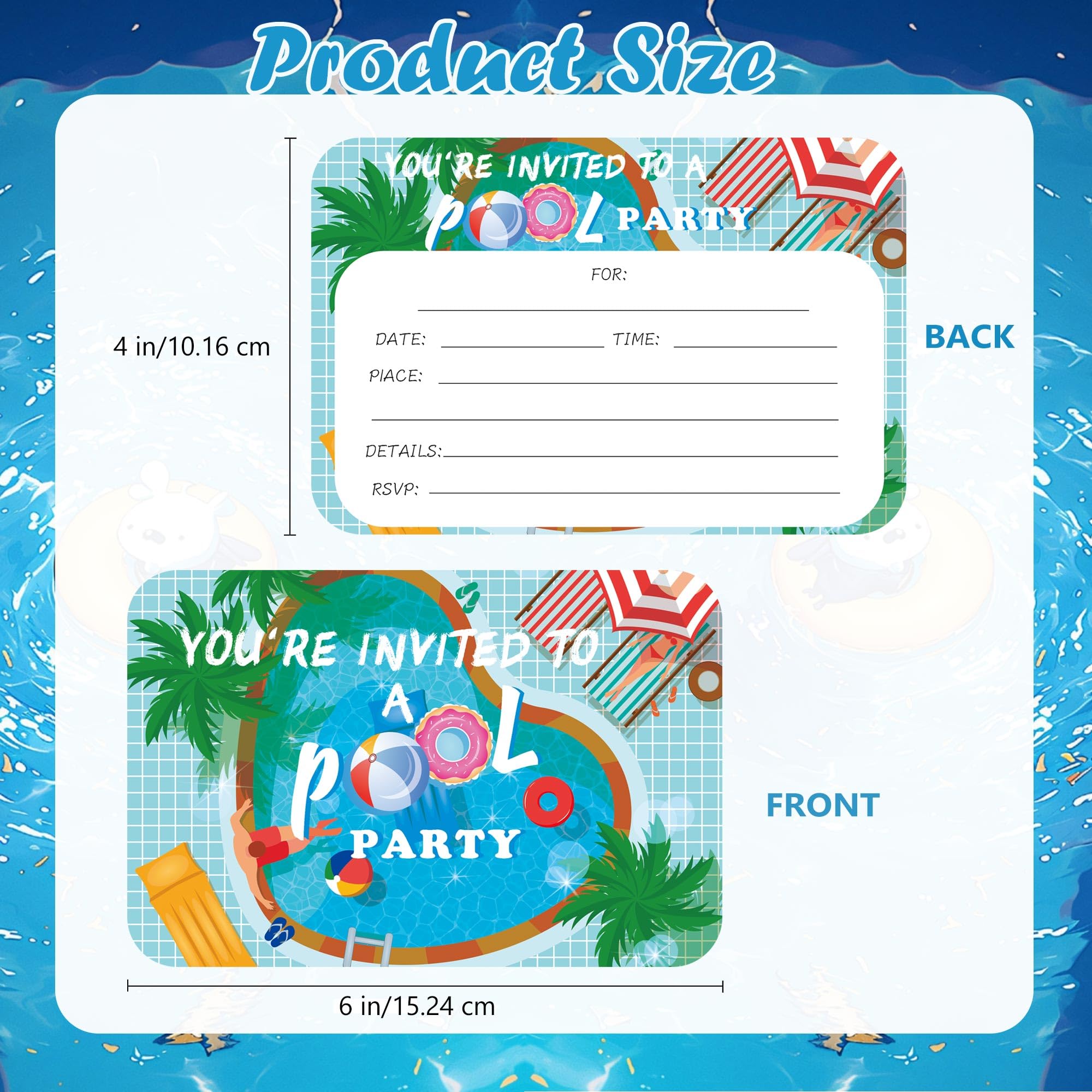 30pcs Pool Invitations With Envelopes Fill-in Party Invitation Cards You Are Invited Berry Cards Summer Beach Invitations for Wedding, Shower, Holiday PartyBirthday - Image 4