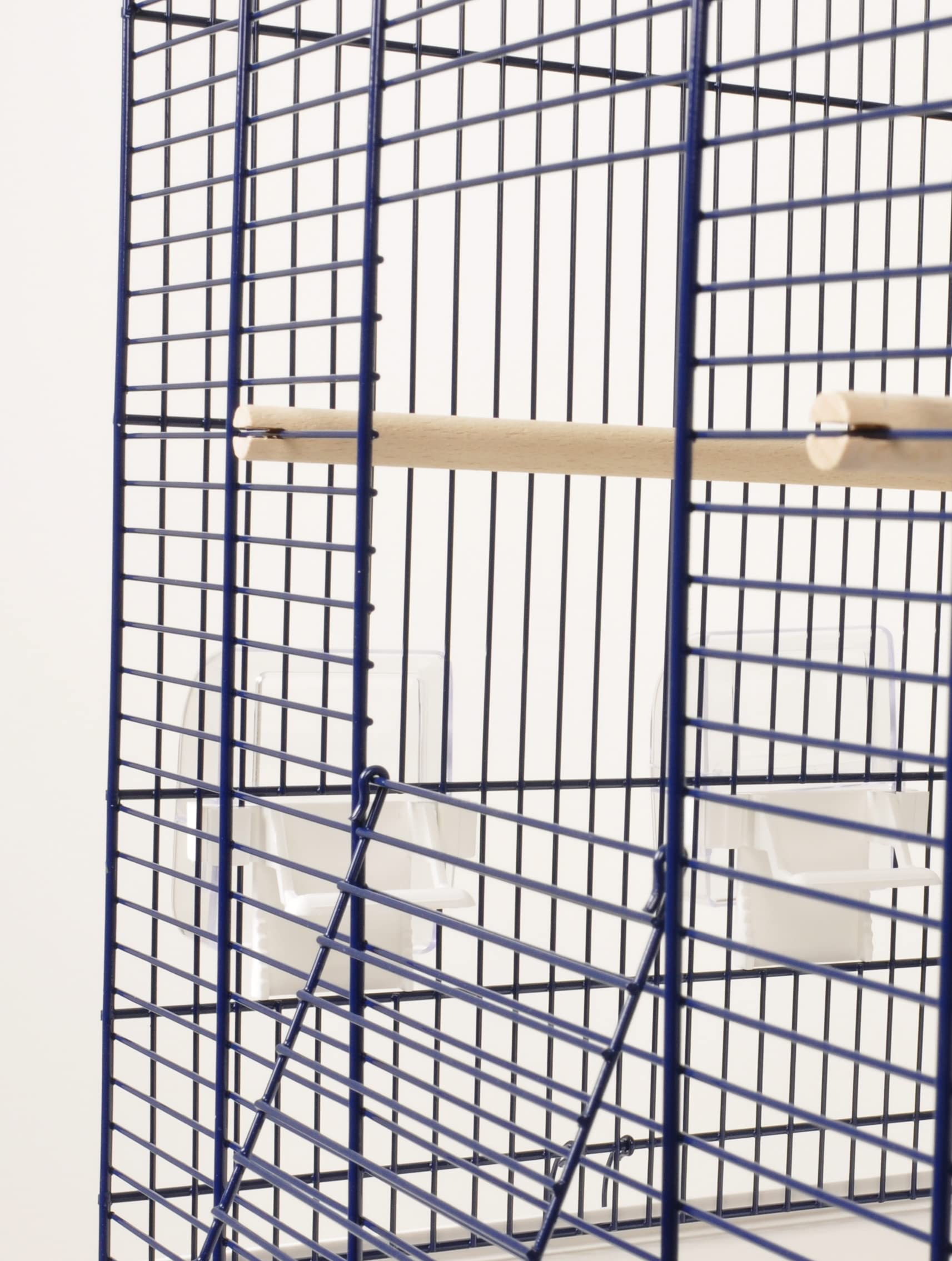 Flamingo Vogelkäfig – Voliere Vögel – Sittichkäfig Solor Sky Blau/Weiß Haus – 49×31×65 cm – 4 Näpfe, 3 Sitzstangen, Dachöffnung, Kunststoff-Schublade, EU-Herstellung