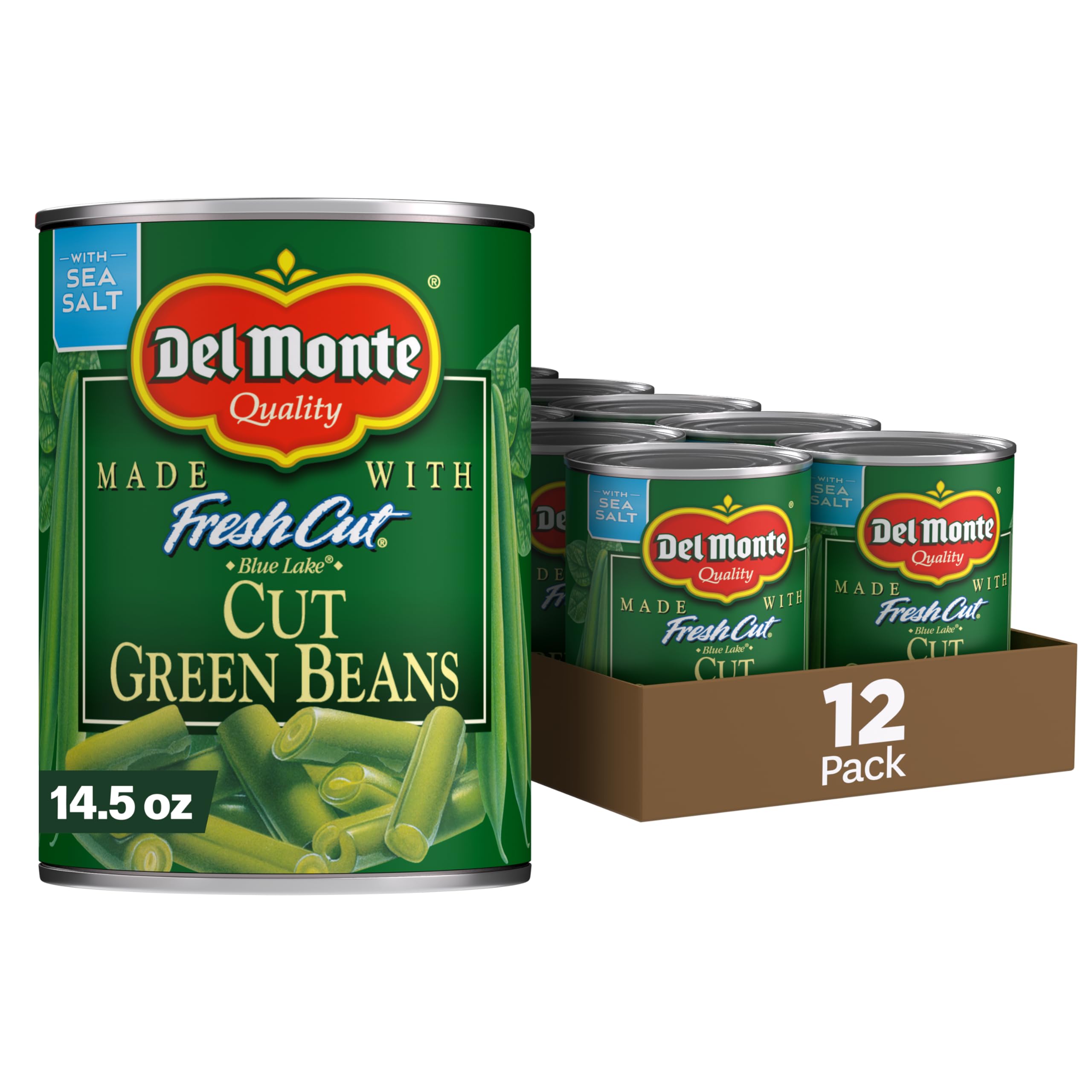 Del Monte Canned Fresh Cut Blue Lake Green Beans, 14.5 Ounce (Pack of 12)