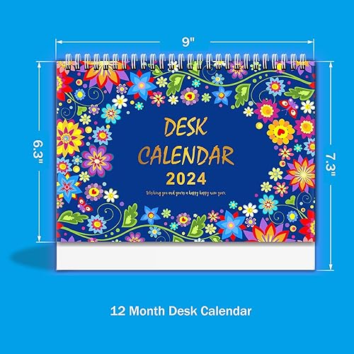 Miniatura 4 de Calendario de escritorio 2024, calendario de escritorio pequeño, mini calendario de escritorio abatible de pie para 12 meses, 7.3 x 9 pulgadas