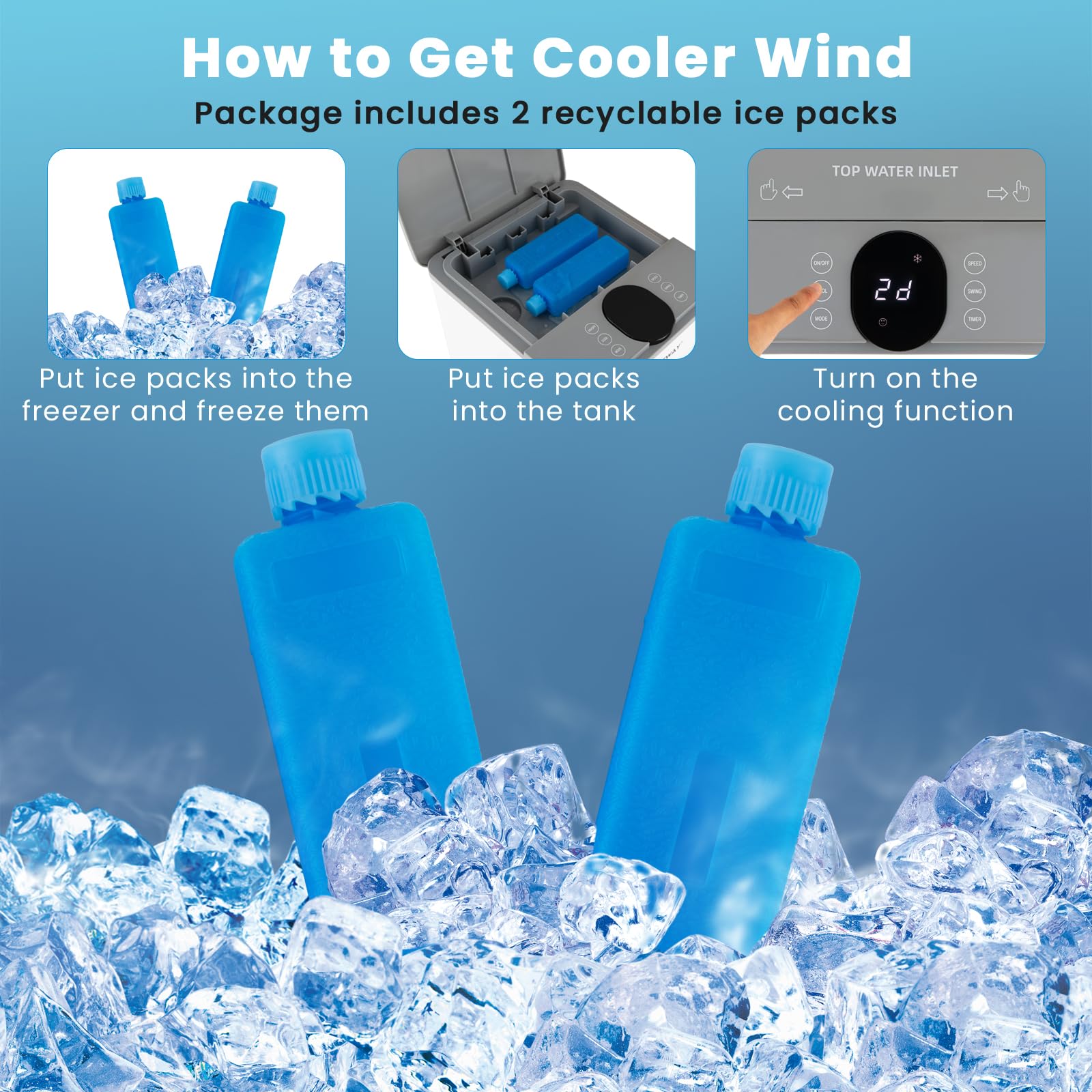 SOARS Ventilatore Condizionatore, 3 in 1 Ventilatore & Umidificatore & Raffrescatore, 3 Velocità, 2 Serbatoi d'Acqua, Timer 12H, Telecomando, per Salone, Camera da Letto, Ufficio (Grigio)
