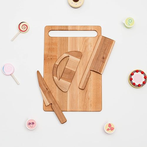 Miniatura 2 de Safe Wooden Cutting Set for Kids Personalized Montessori Knife Cutting Board for Toddler Children Utensils Wooden Cutter Christmas Gift (Light)
