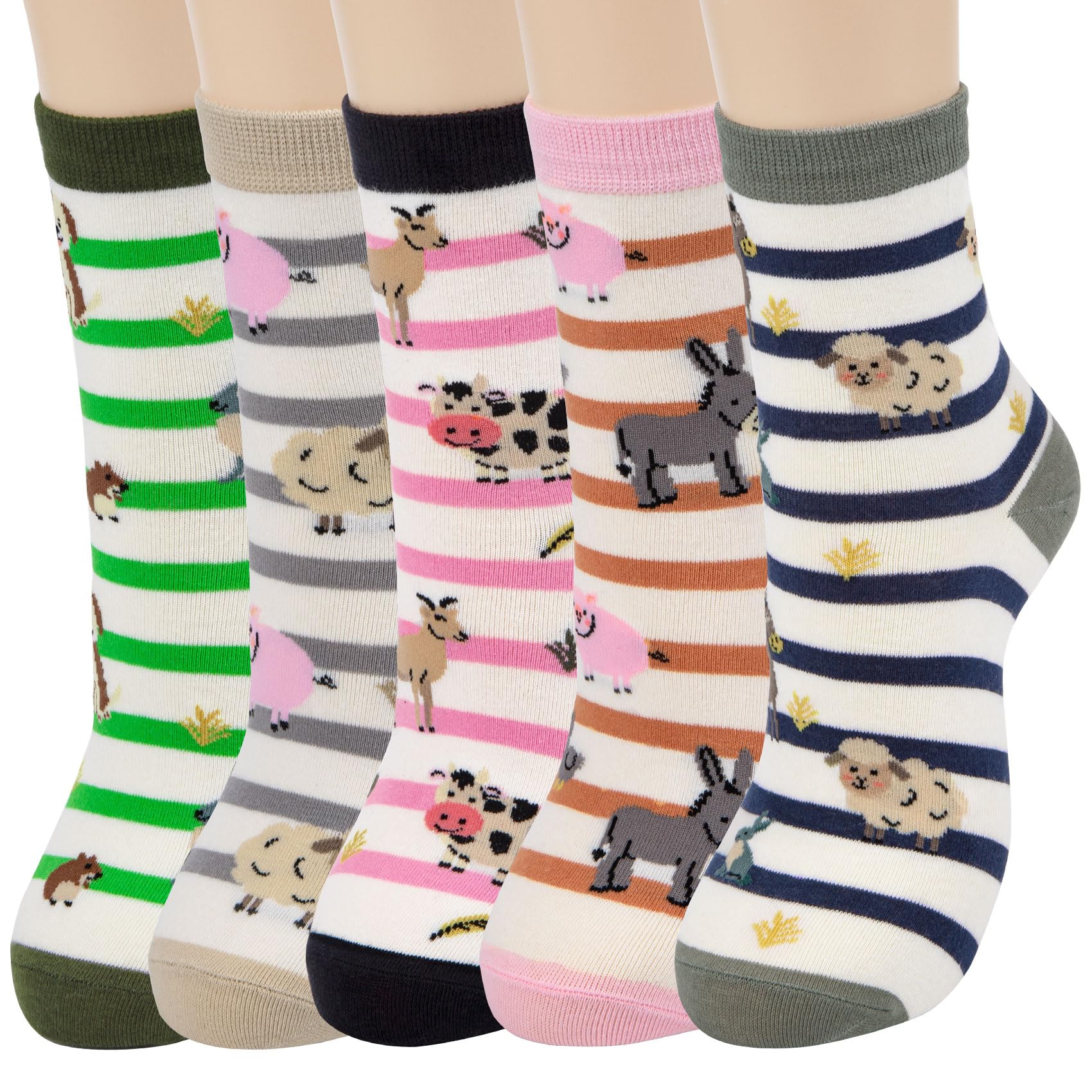 Chalier Cozy 5 Paar Damen Socken Hunde Katzen Motiven Tiere Socken Lustige Baumwolle Crew Socken Geschenk Einheitsgröße