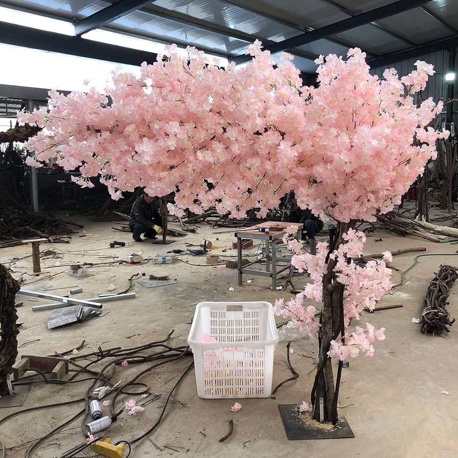 Amazon｜屋内/屋外の装飾用人工樹木、大きな人工桜鉢植え植物