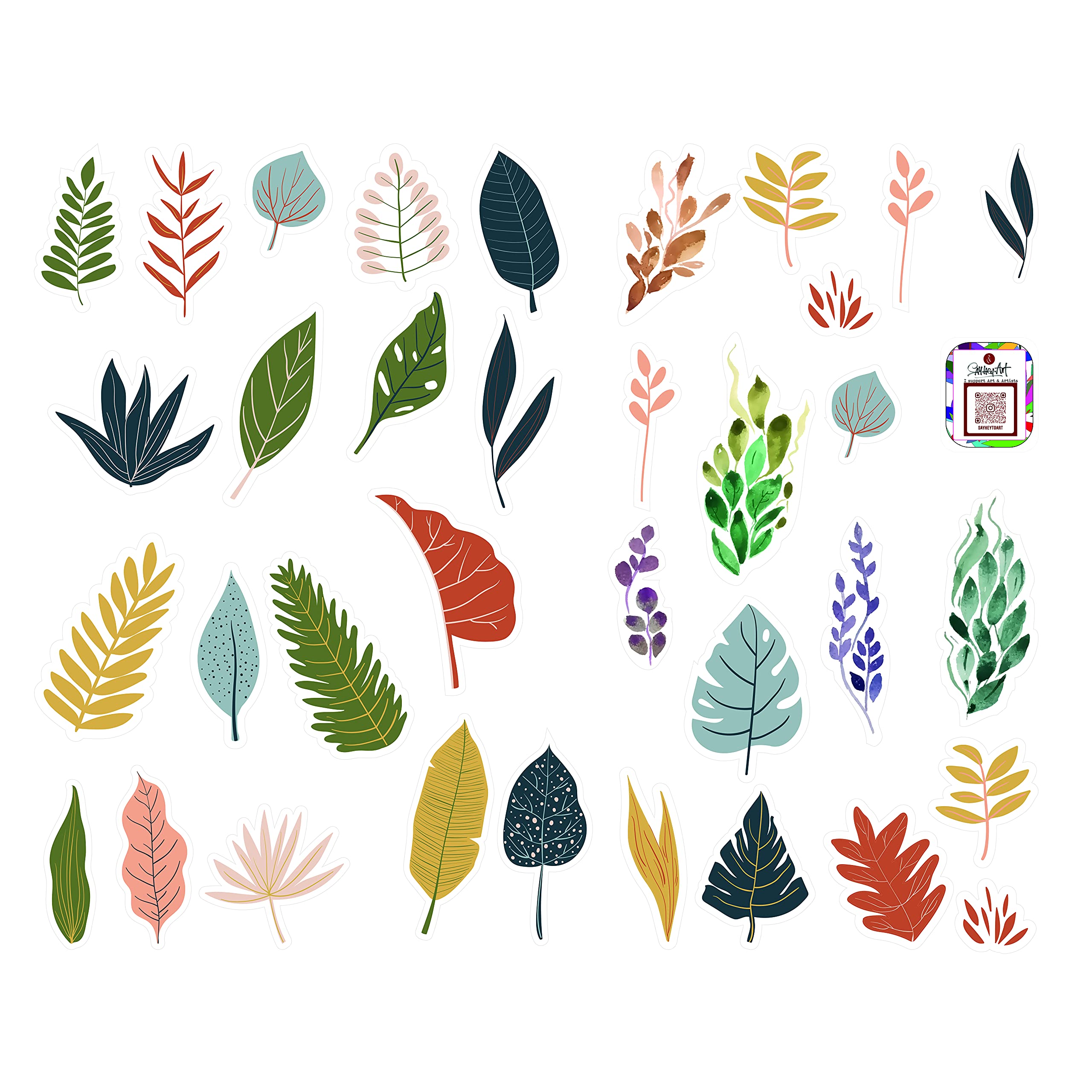 Messketeers - Say Hey to Art - Leaves and Flora Stickers (Pack of 35+ Stickers) / Ideal for Scrapbooking, use Them to Quirk up Your Phones, laptops and Much More (B098KFPP8Q) Amazon Price History, Amazon Price Tracker