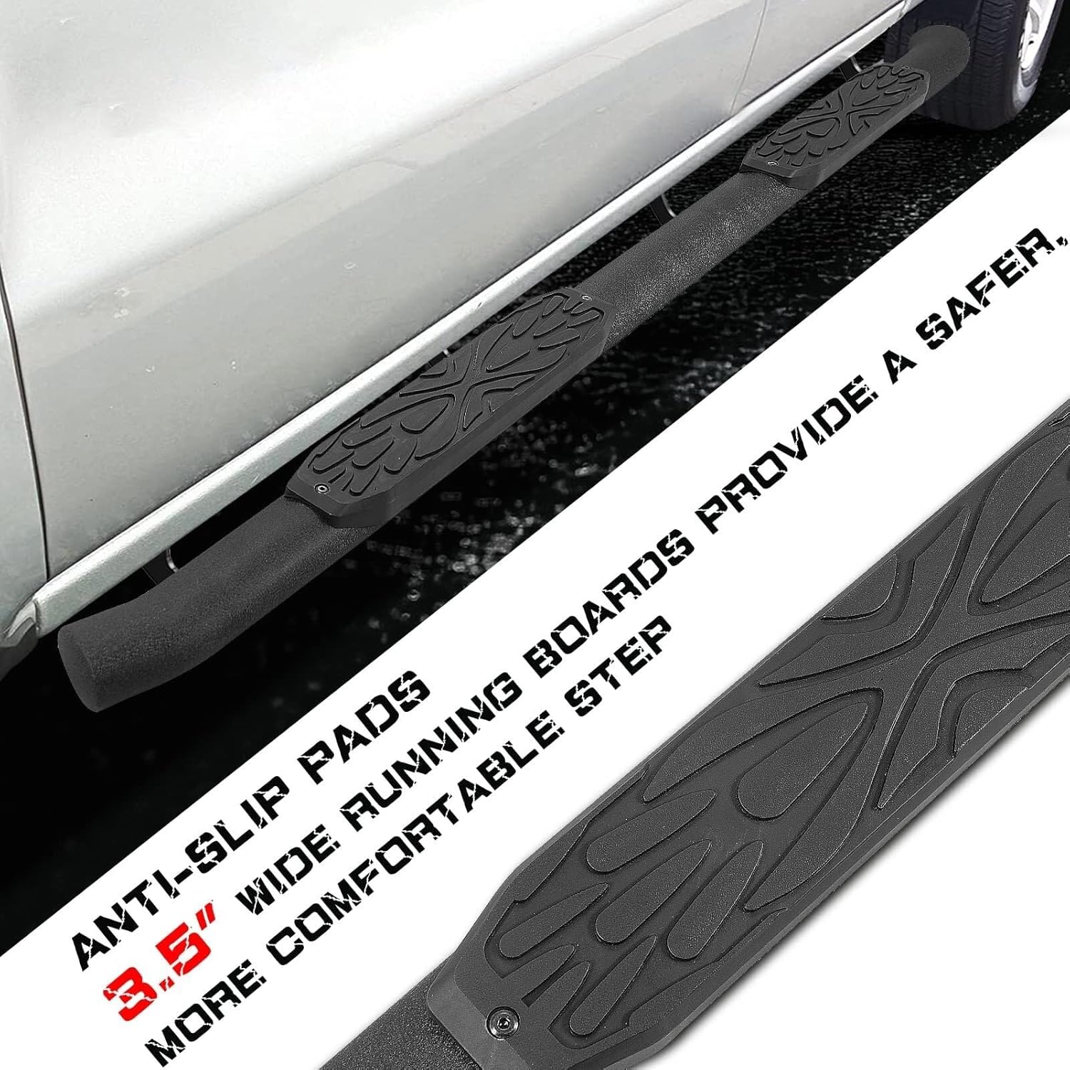 3.5 Inches Oval Running Boards Compatible with Honda Ridgeline Vehicle 2017-2025 SUV Oval Tube Step Bar