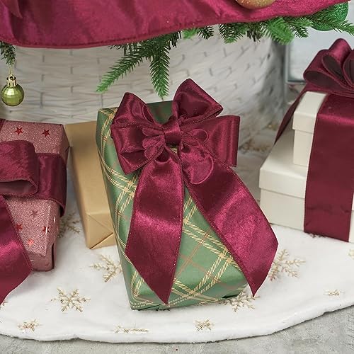 Miniatura 5 de AIMUDI Cinta de terciopelo verde de Navidad con cable de 2.5 pulgadas para coronas, cinta verde esmeralda y dorada para el día de San Patricio,