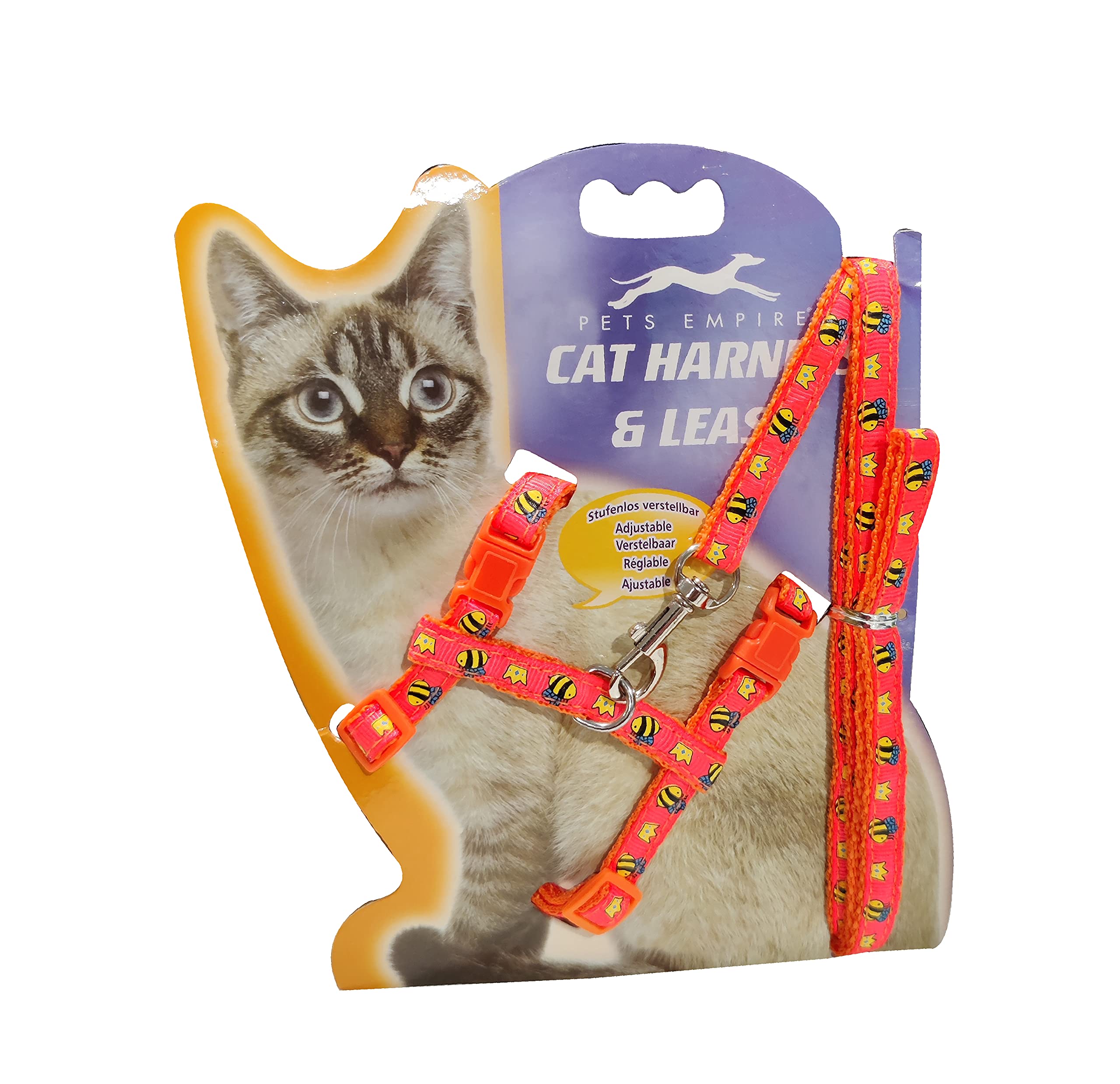 Pets Empire Cat Walking Harness & Leash Set Adjustable Small Puppy Kitten Rabbit Harness Printed-Orange (B09CQB9MFQ) Amazon Price History, Amazon Price Tracker