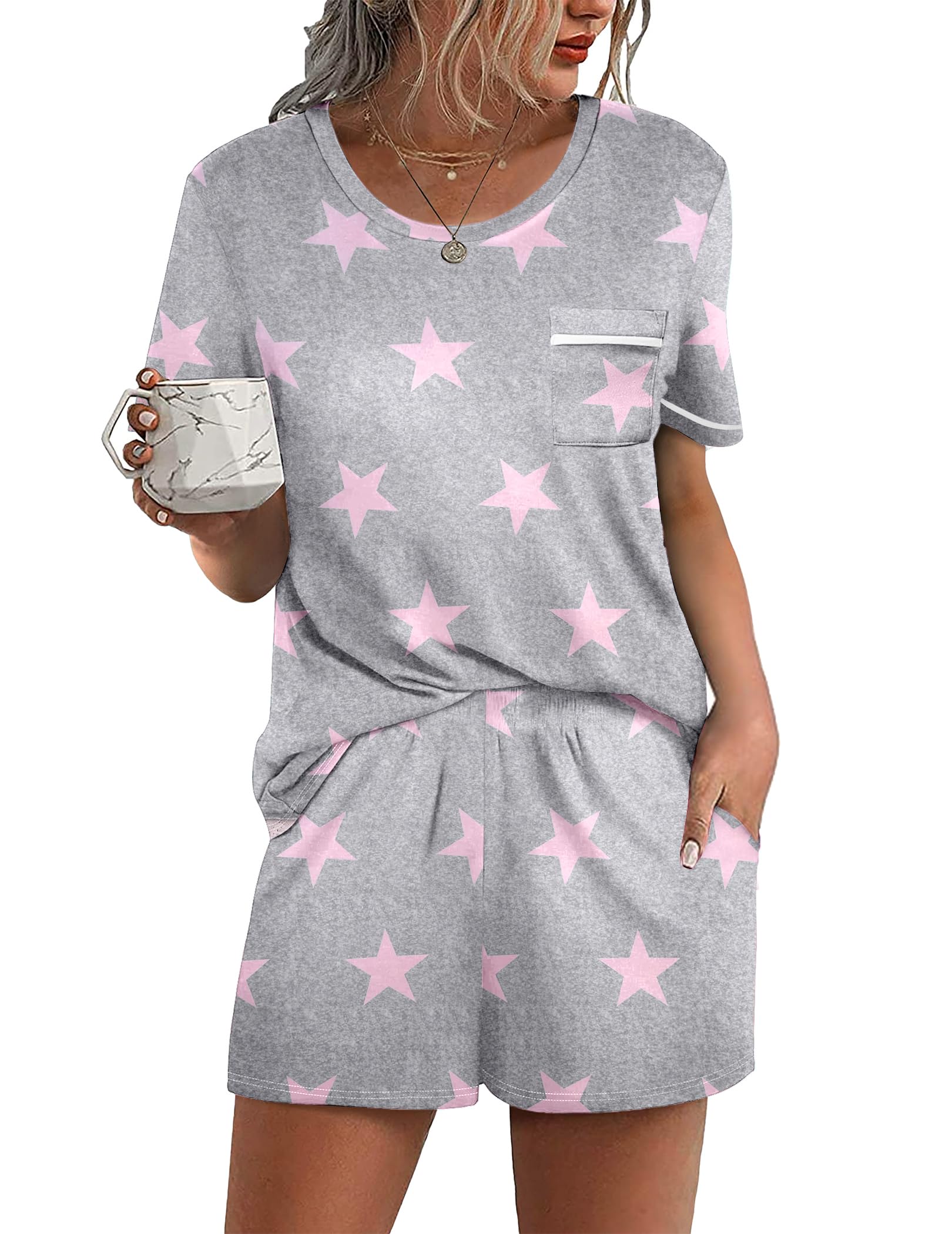 Ekouaer Women's Pajama Sets with Shorts and Pockets