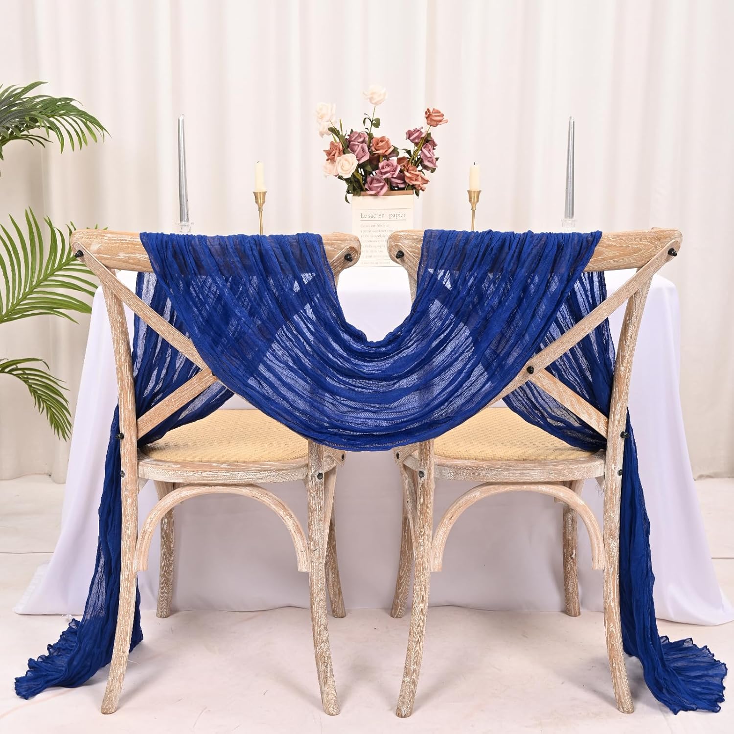25 Pack Royal Blue Cheesecloth Table Runner 17 x 108 Inch Fall Thanksgiving Boho Rustic Farmhouse Gauze Cheese Cloth Runner for Wedding Party Baby Shower Home Decor Holiday Decorations
