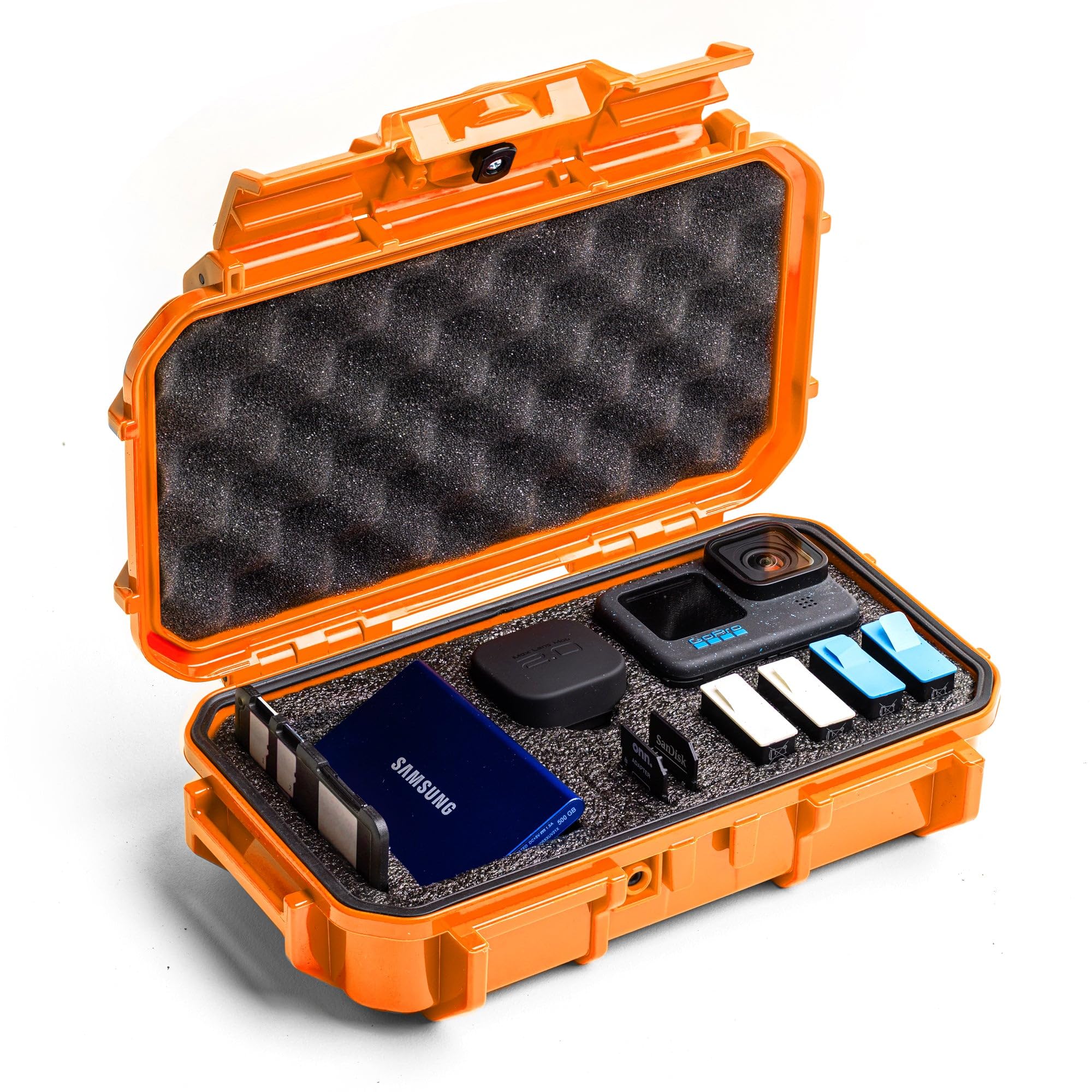 EvergreenToughBox Tech Organizer – For Camera, Cables, Hard Drives, etc. (Medium, PROFoam, Orange)