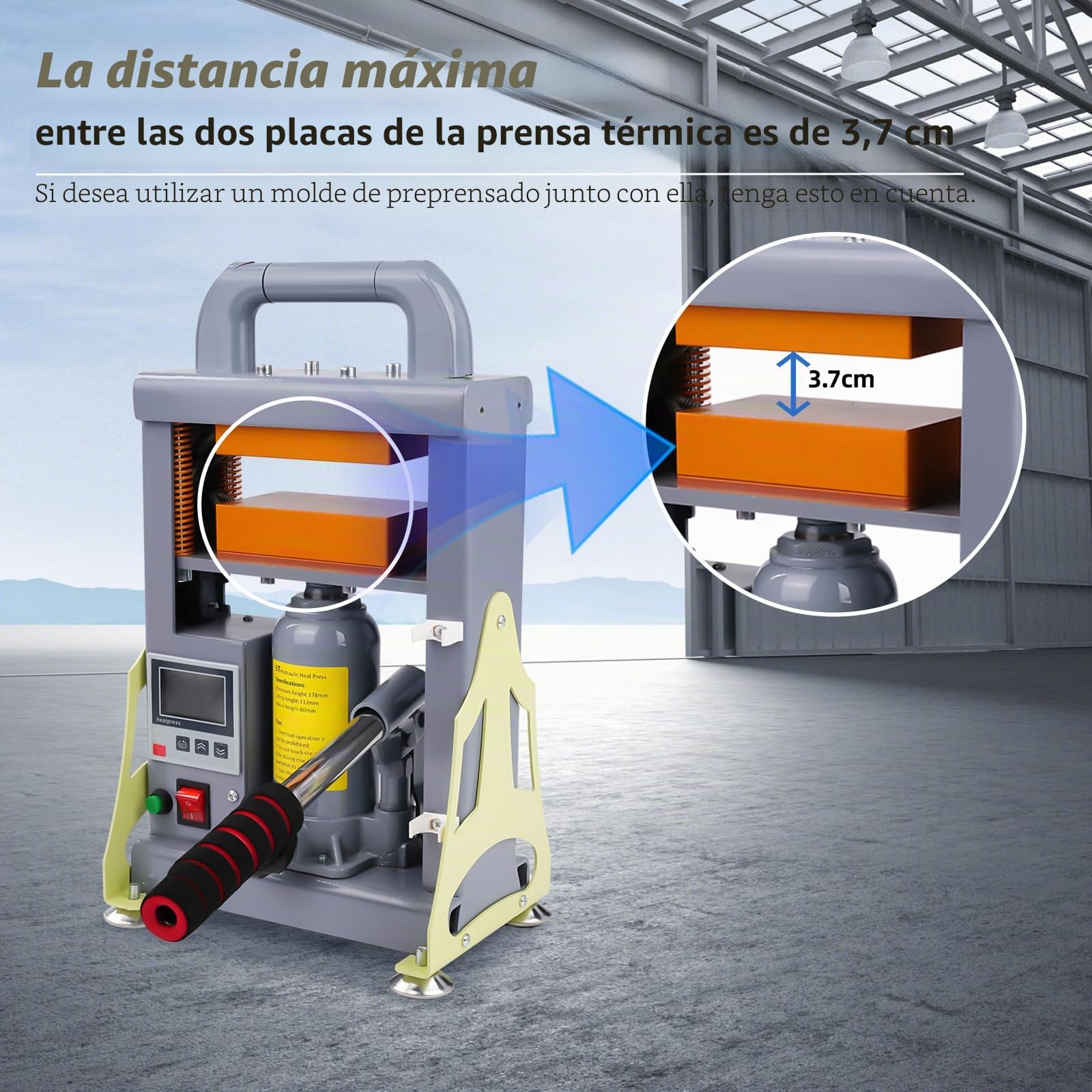 Prensa caliente hidráulica manual de 5 toneladas 600 W | Máquina de extracción de placas de calefacción doble de Rosin Alta eficiencia para la extracción de resina para la extracción de aceite