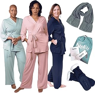 Pajamas with Mastectomy Drain Pockets + Slippers + Socks | Post Surgery Cancer Tummy Tuck Hysterectomy Recovery Must Haves