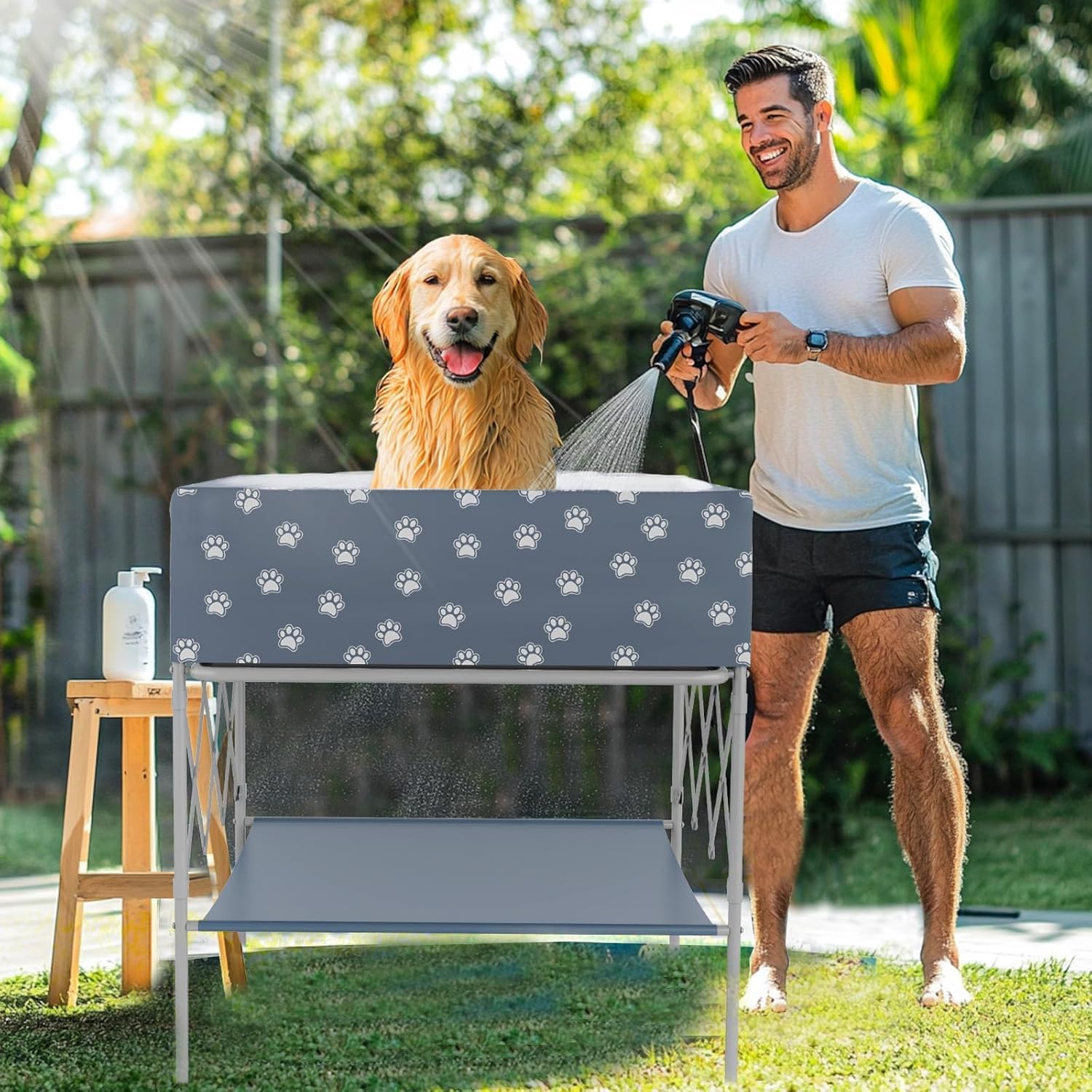 Bañera y bañera para perros plegable para bañarse, duchas y cuidados, piscina para perros en casa con mucho espacio, adecuada para perros domésticos pequeños, medianos y grandes, para