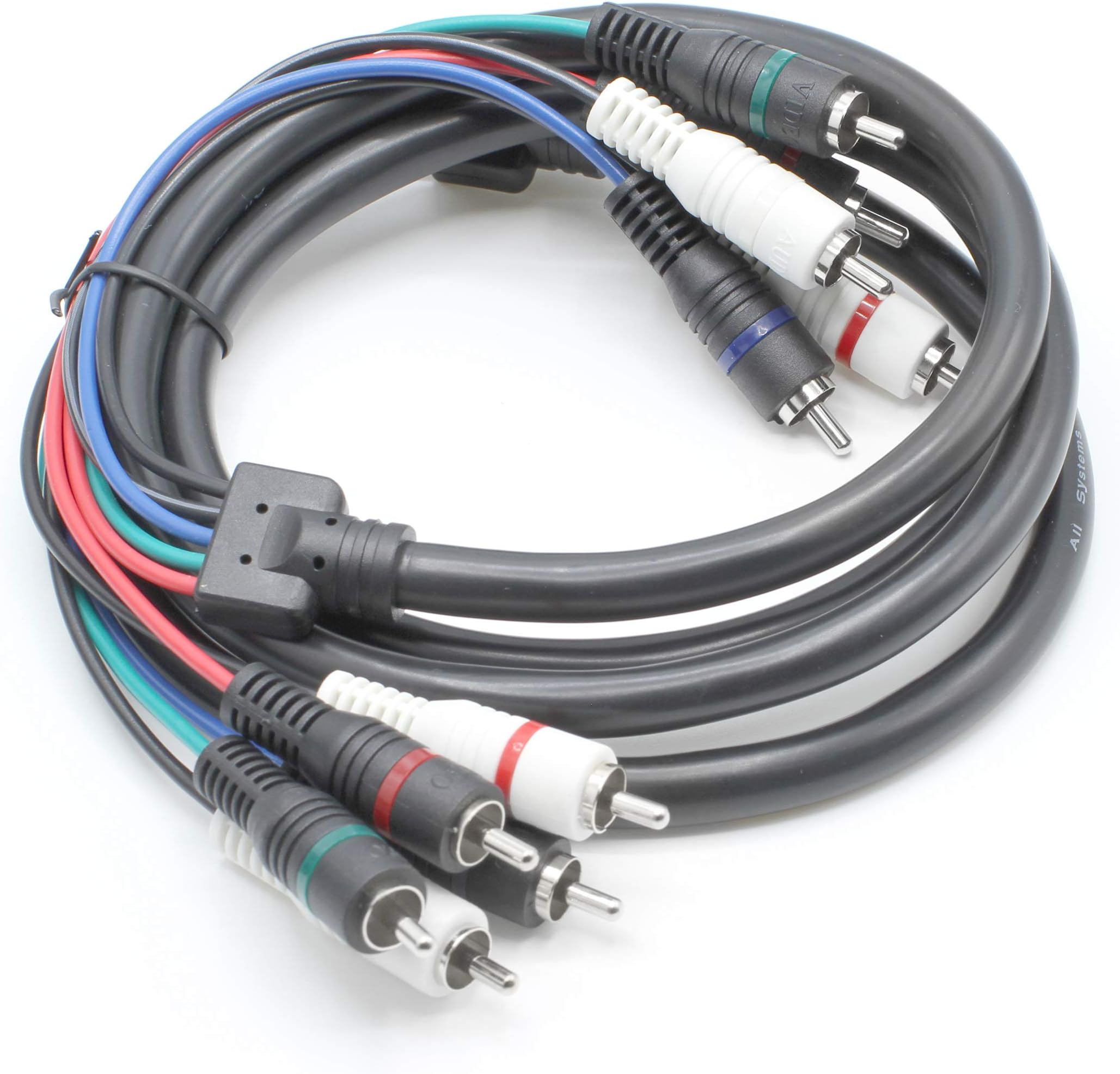 Component and Composite Video Audio Cable - (1 Pack) Quality Plated 5 RCA Cables (6 ft Length) - Supports 480i, 480p, 720p and 1080i
