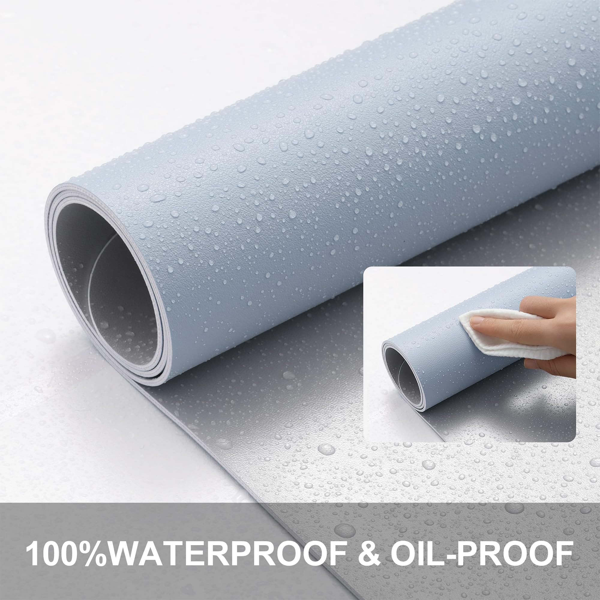 BUBM Desk Mat, Office Desk Pad,PU Leather Desk Blotter (90x43cm) Laptop Desk Mat Waterproof Desk Writing Pad for Office and Home-Blue - Image 3