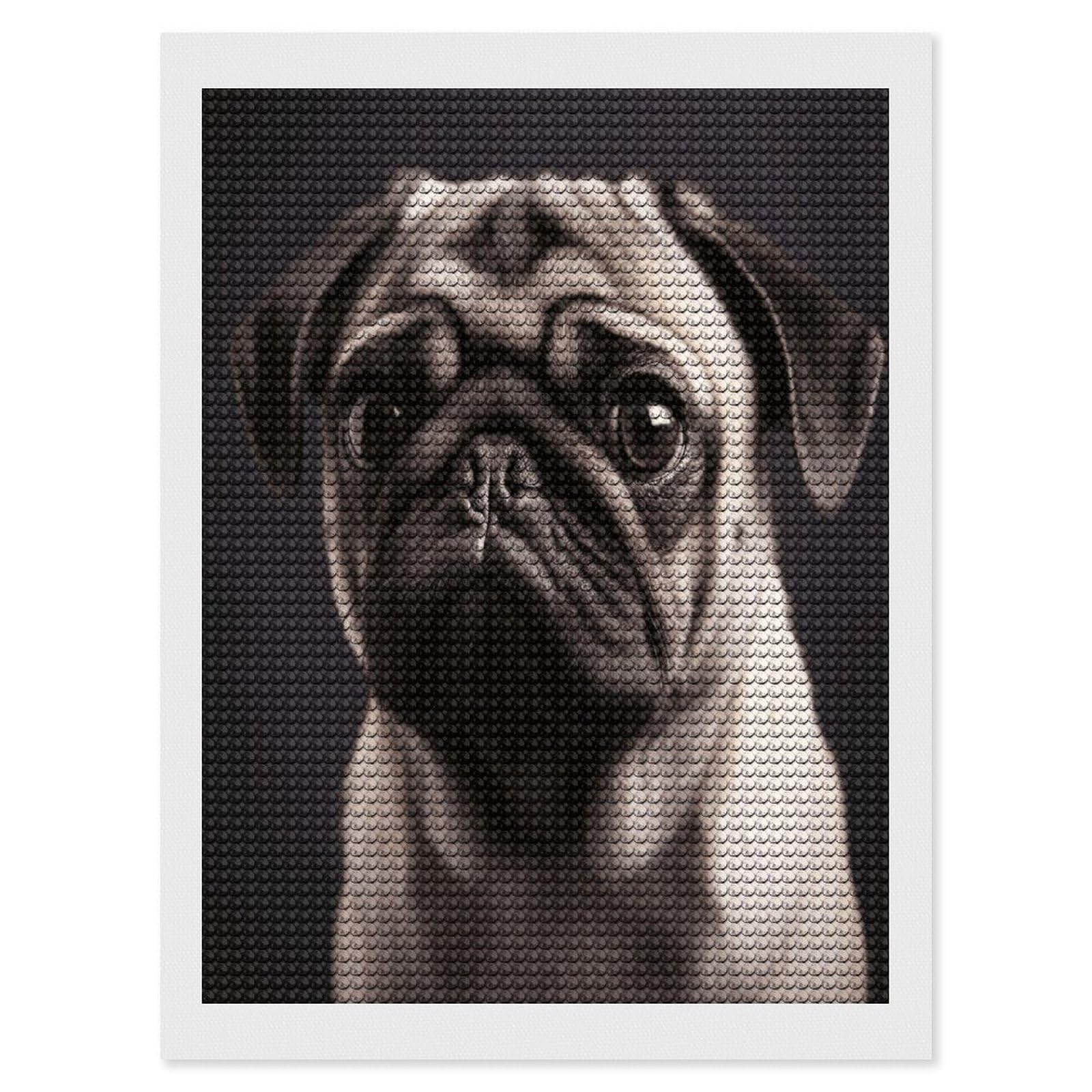 VstaDank Pug Diamond Painting Kits Exquisite DIY Full Round Drill Diamond Dots Painting for Adults Beginner Diamond Photo Paint with Diamond Picture Art Wall Decor 12"x16"